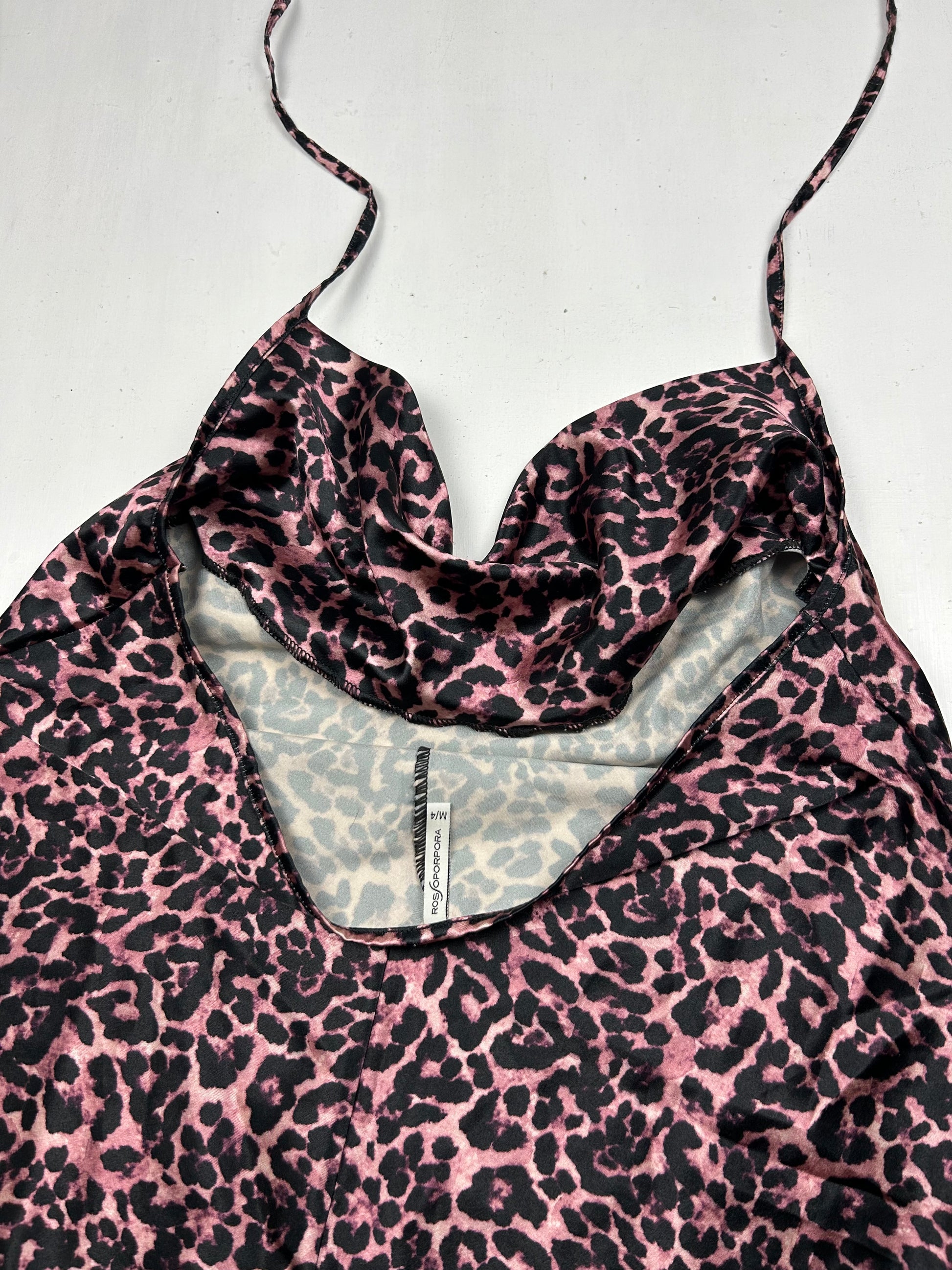 Pink silky panther plunge neck top (XL)