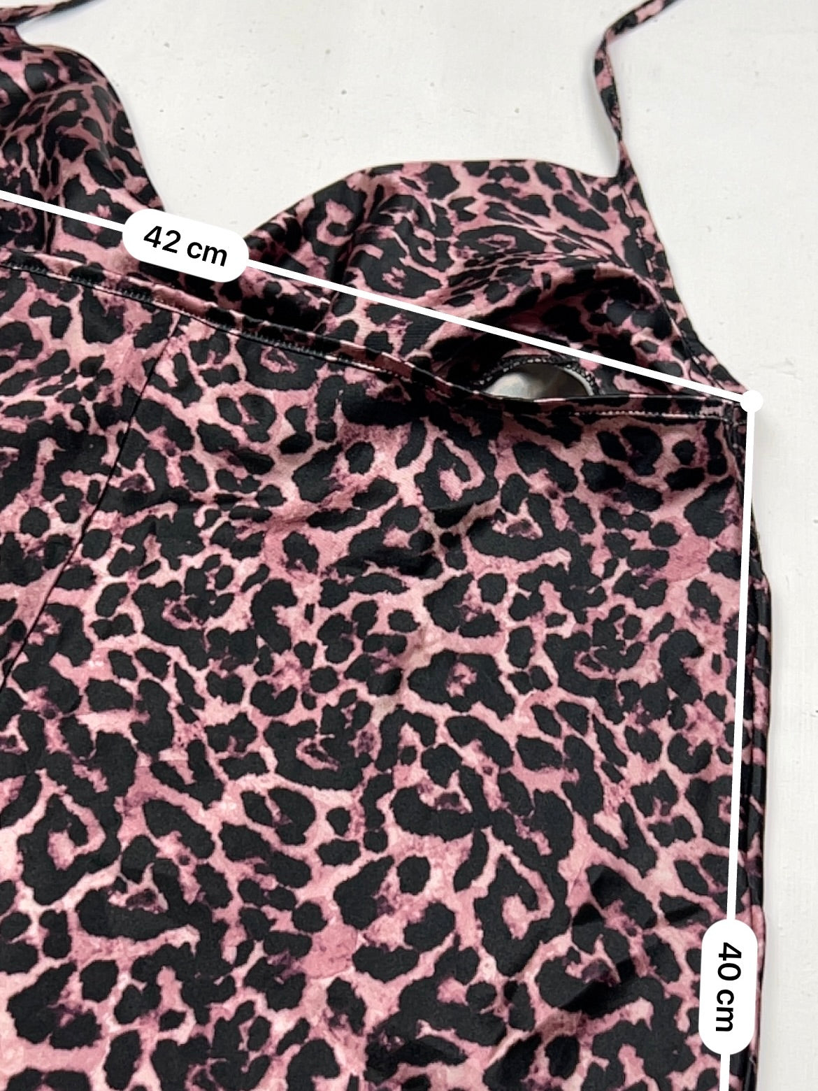 Pink silky panther plunge neck top (XL)