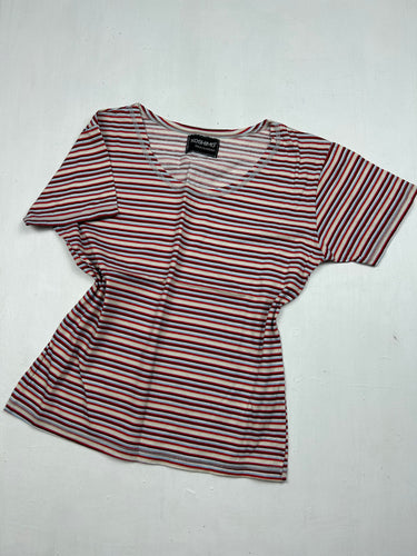 Red striped 100% cotton tee (M)