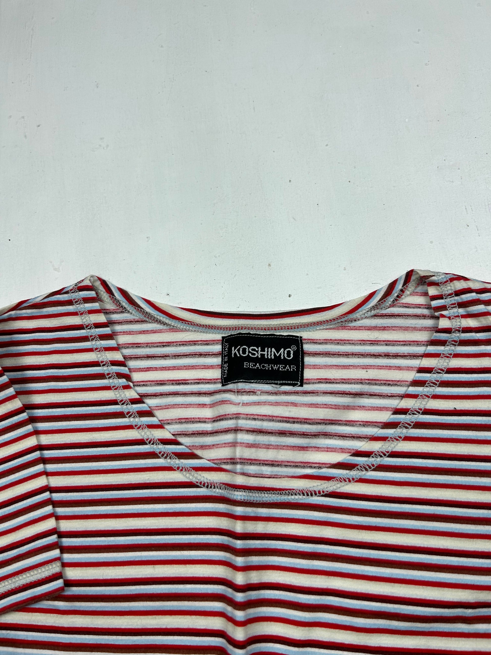 Red striped 100% cotton tee (M)