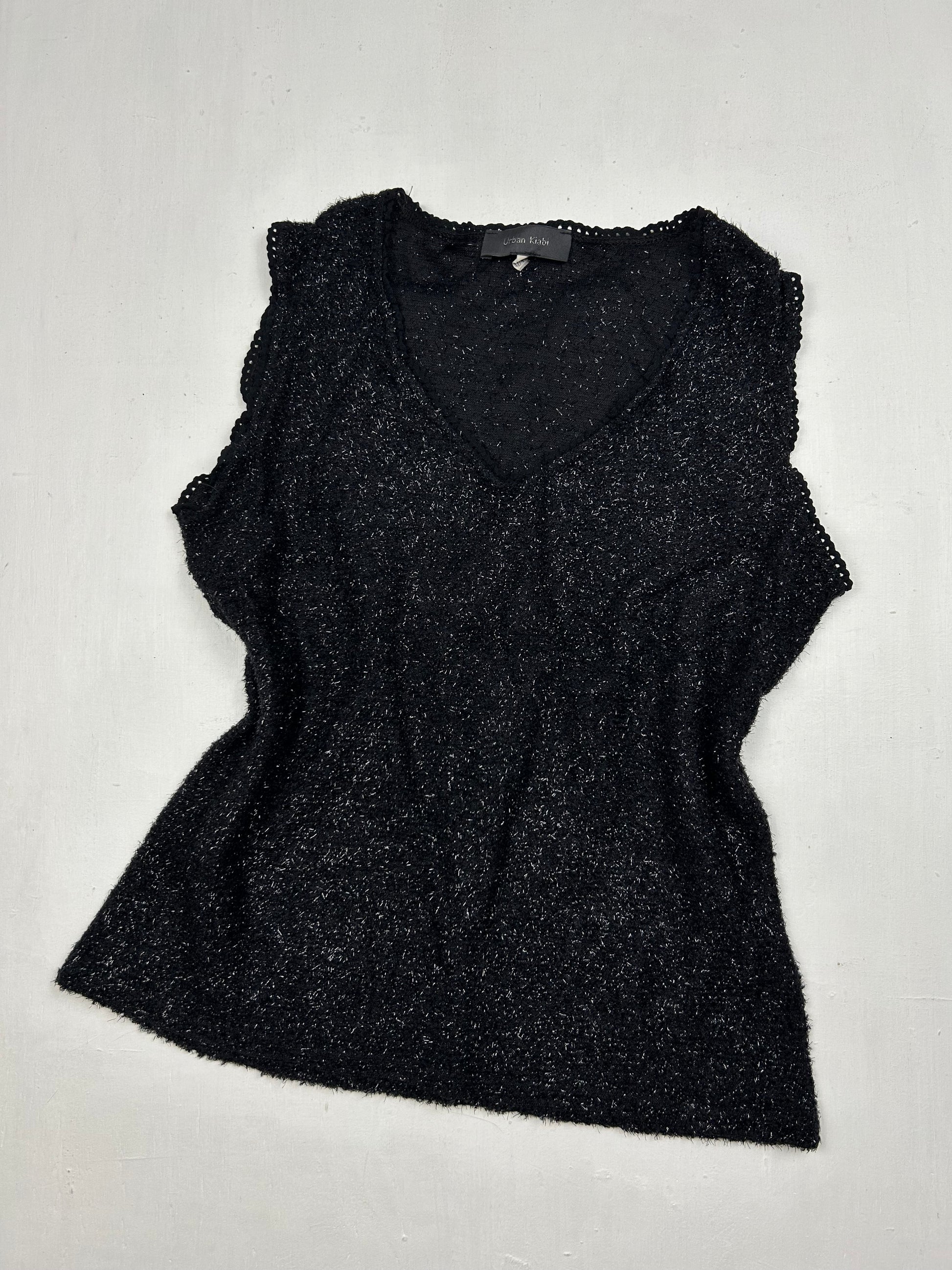 Black glitters knitted tank top (S/M)