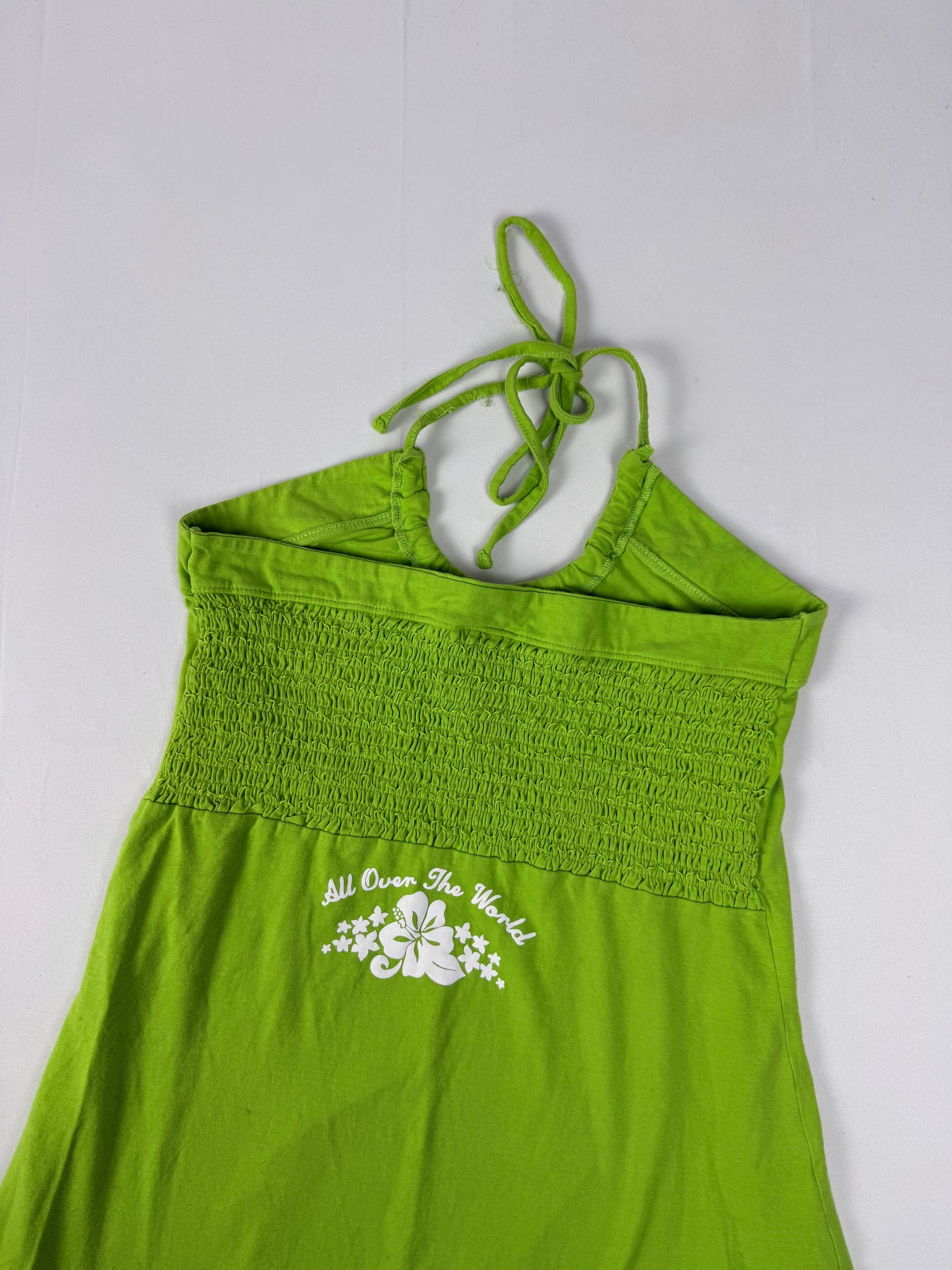 Green backless tie up mini dress (M)