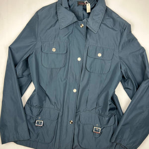 Navy blue zip up trench jacket (L)