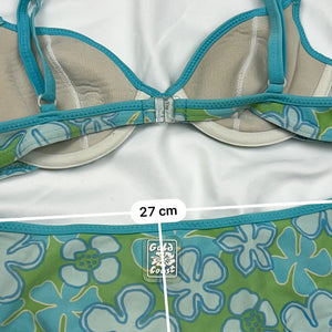 Green floral print low rise bikini set (XS)