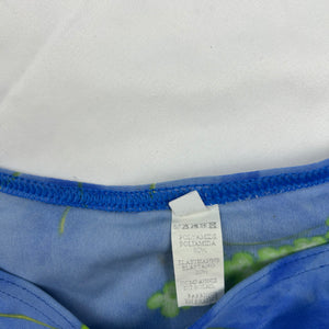 Blue floral print low rise bikini set (S)