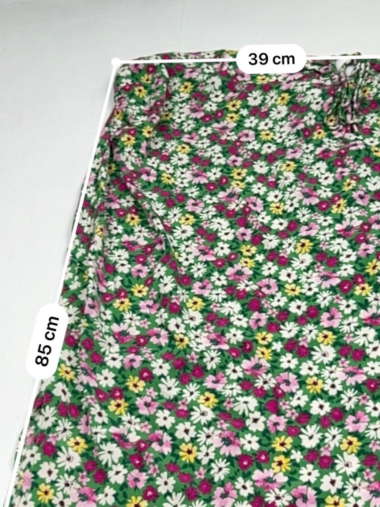 Green floral low rise maxi skirt (L)