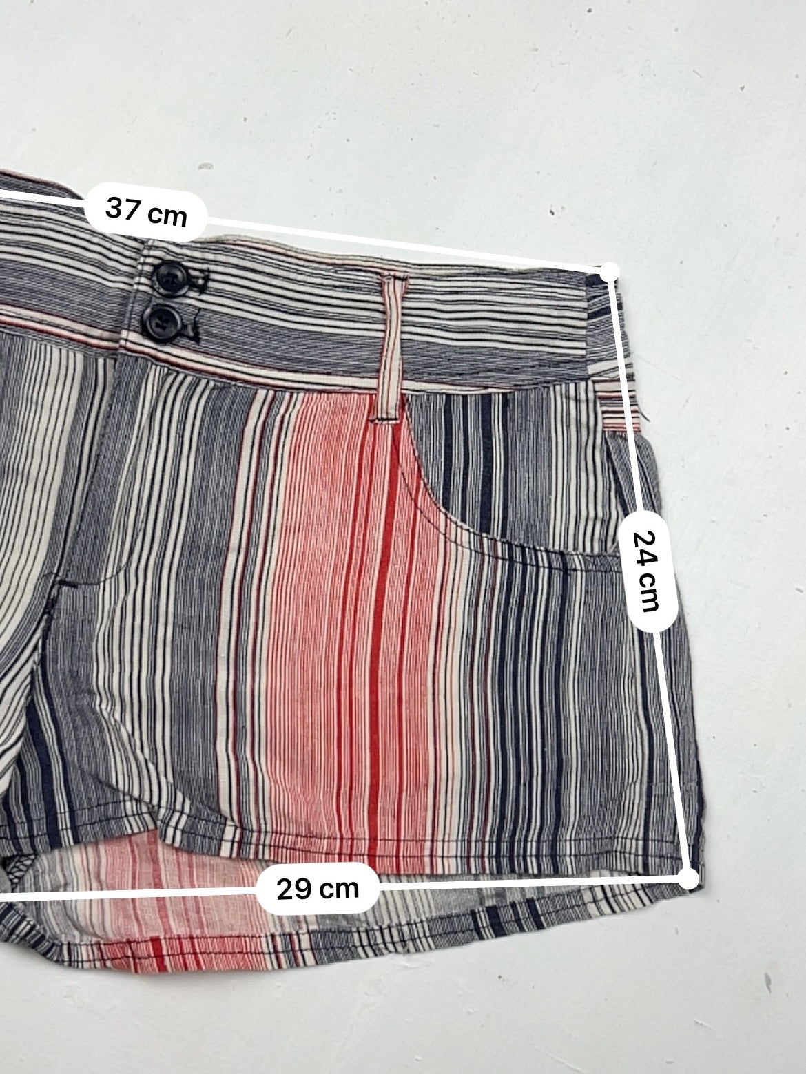 Striped blue 100% cotton low rise mini short (S/M)