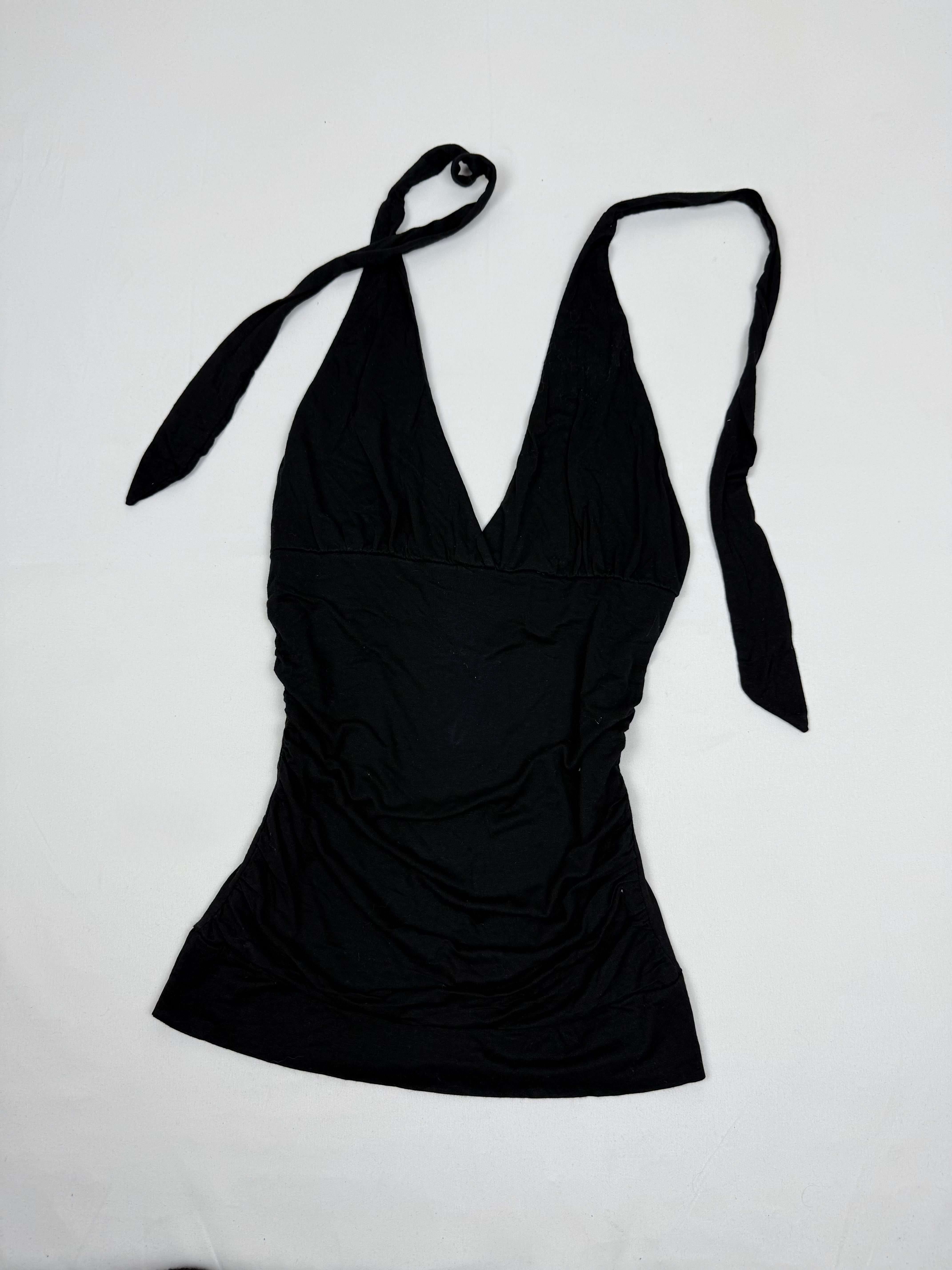 Black stretchy tight fit halter top (S/M)