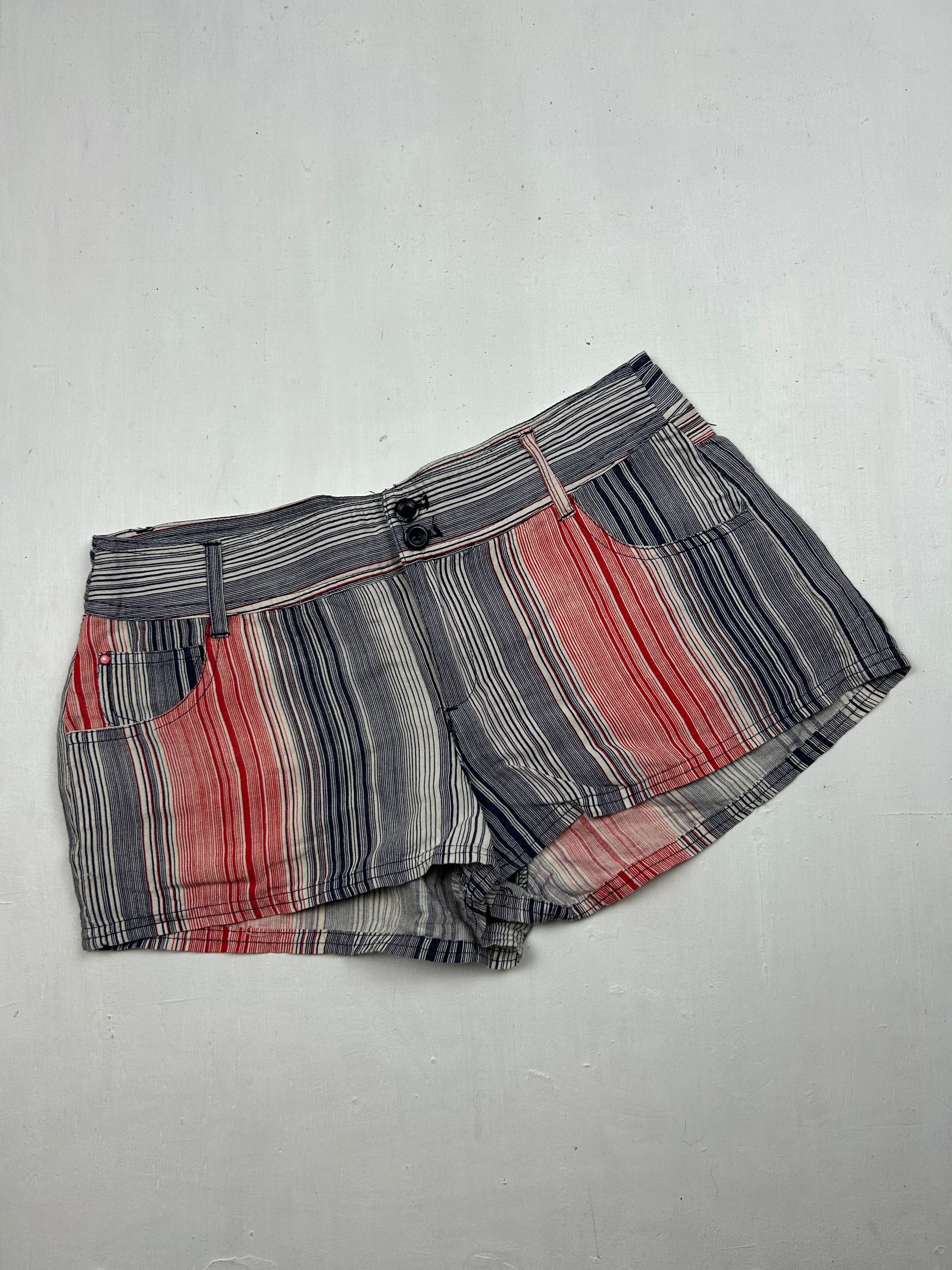 Striped blue 100% cotton low rise mini short (S/M)