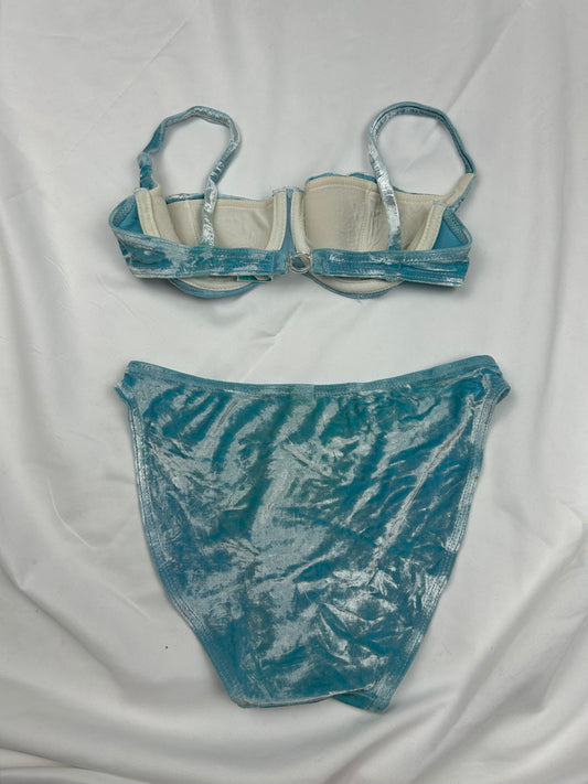 Blue velvet low rise bikini set (XS)