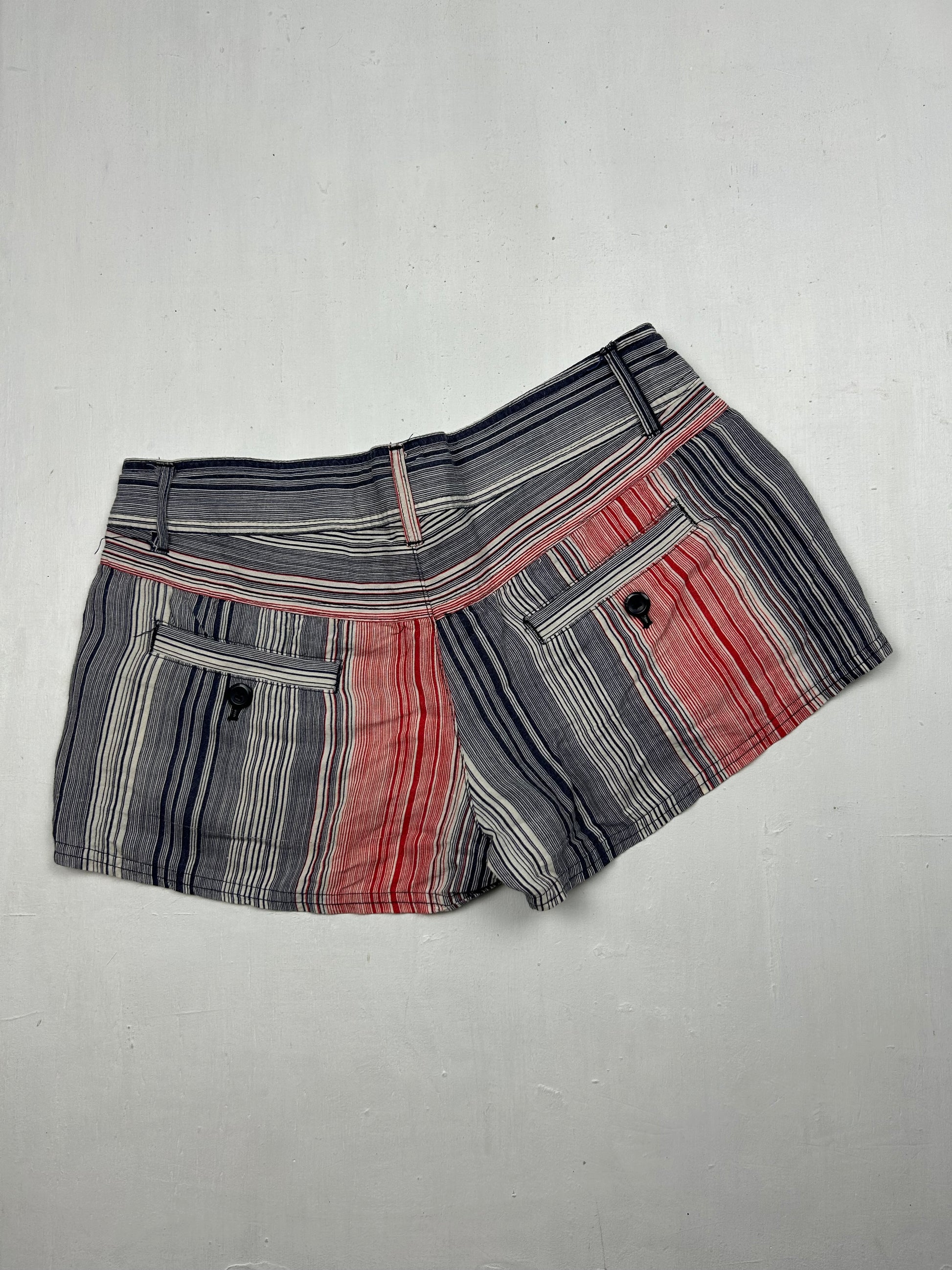 Striped blue 100% cotton low rise mini short (S/M)