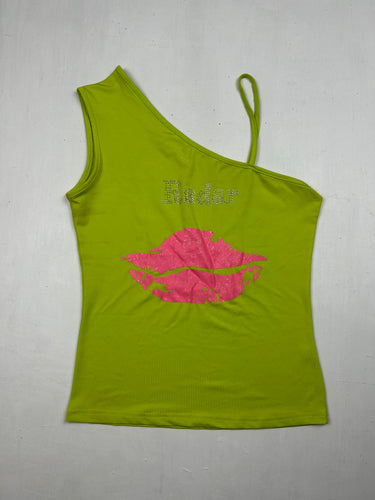Green asymmetric kiss top (S/M)