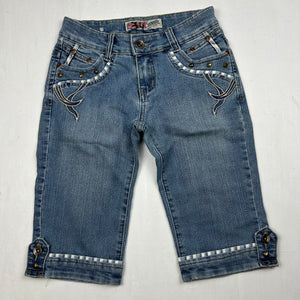 Blue denim low rise mid short (XS)