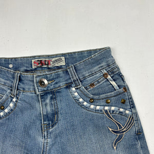 Blue denim low rise mid short (XS)