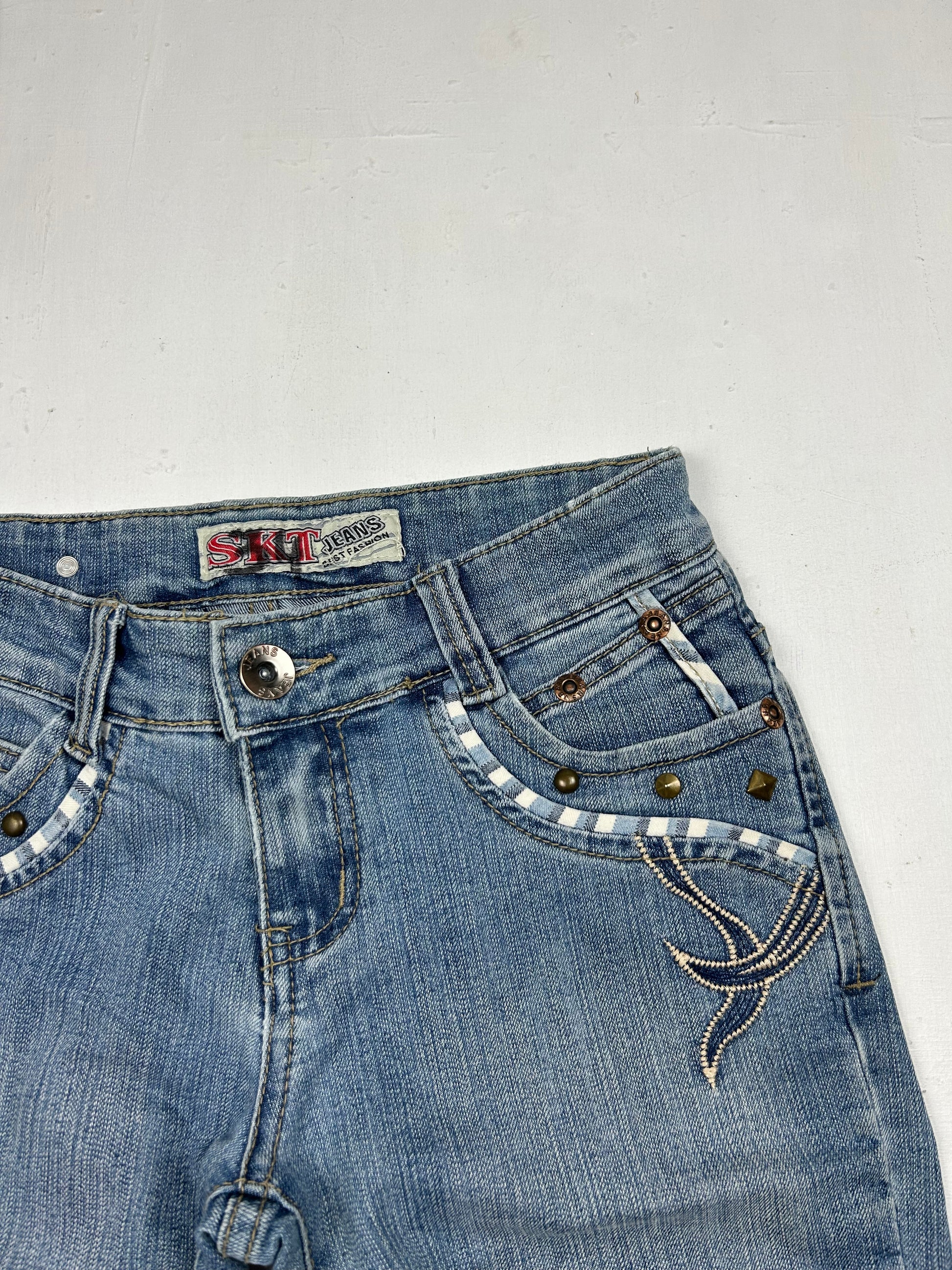 Blue denim low rise mid short (XS)
