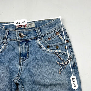 Blue denim low rise mid short (XS)