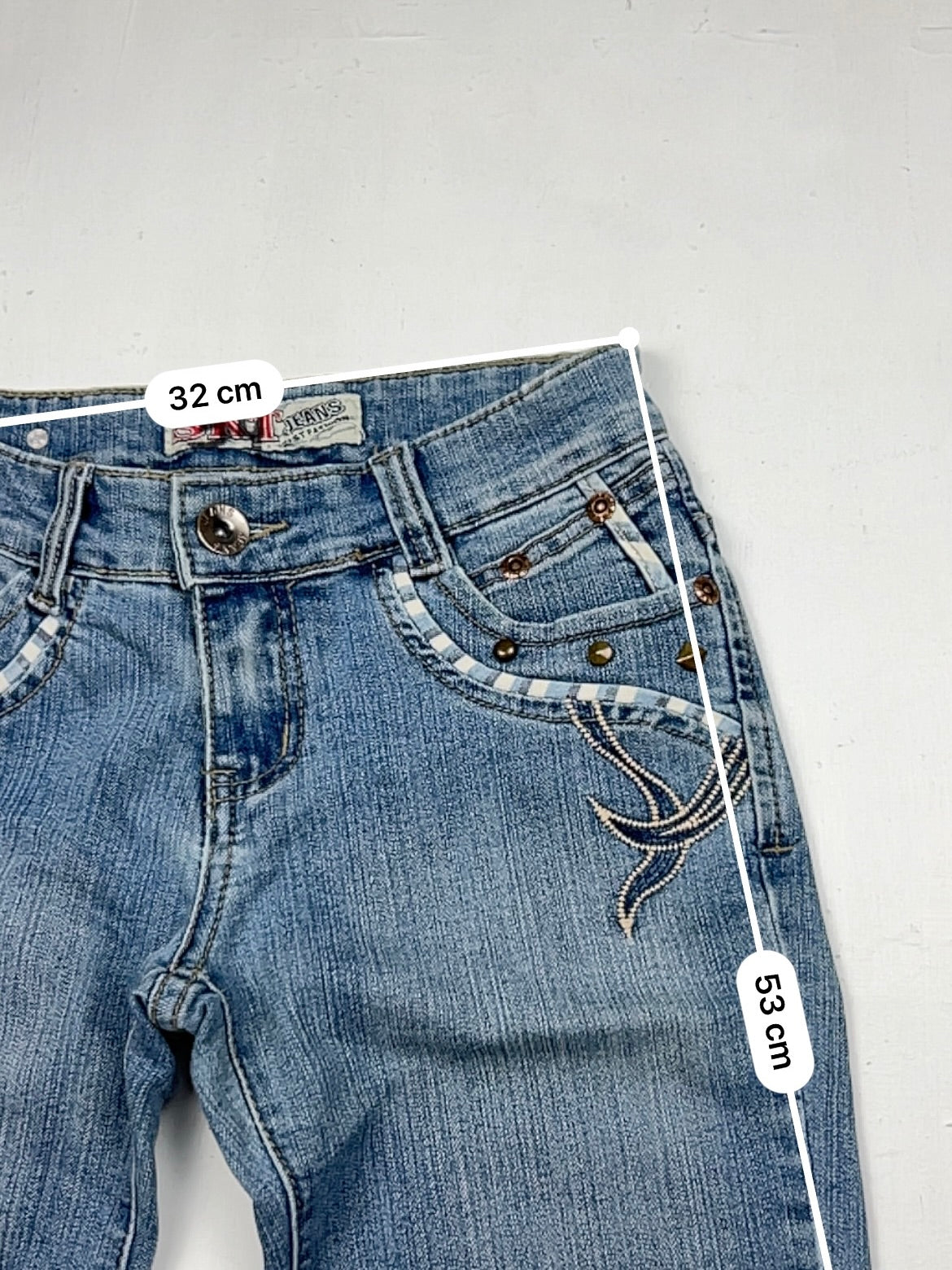 Blue denim low rise mid short (XS)
