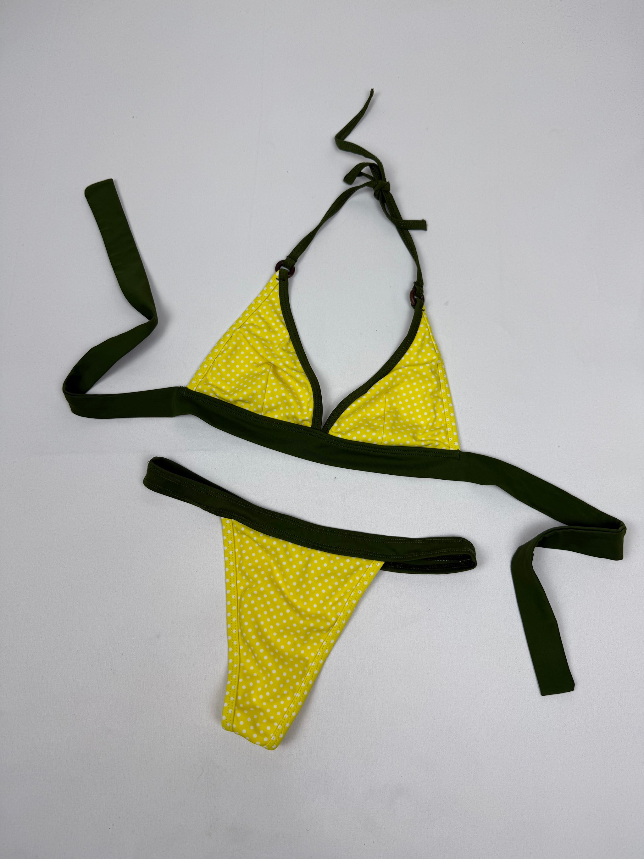 Yellow polka dots thong bikini set (XS/S)