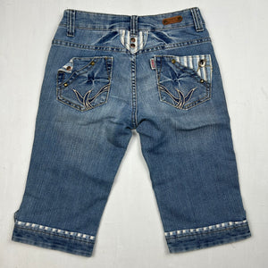 Blue denim low rise mid short (XS)