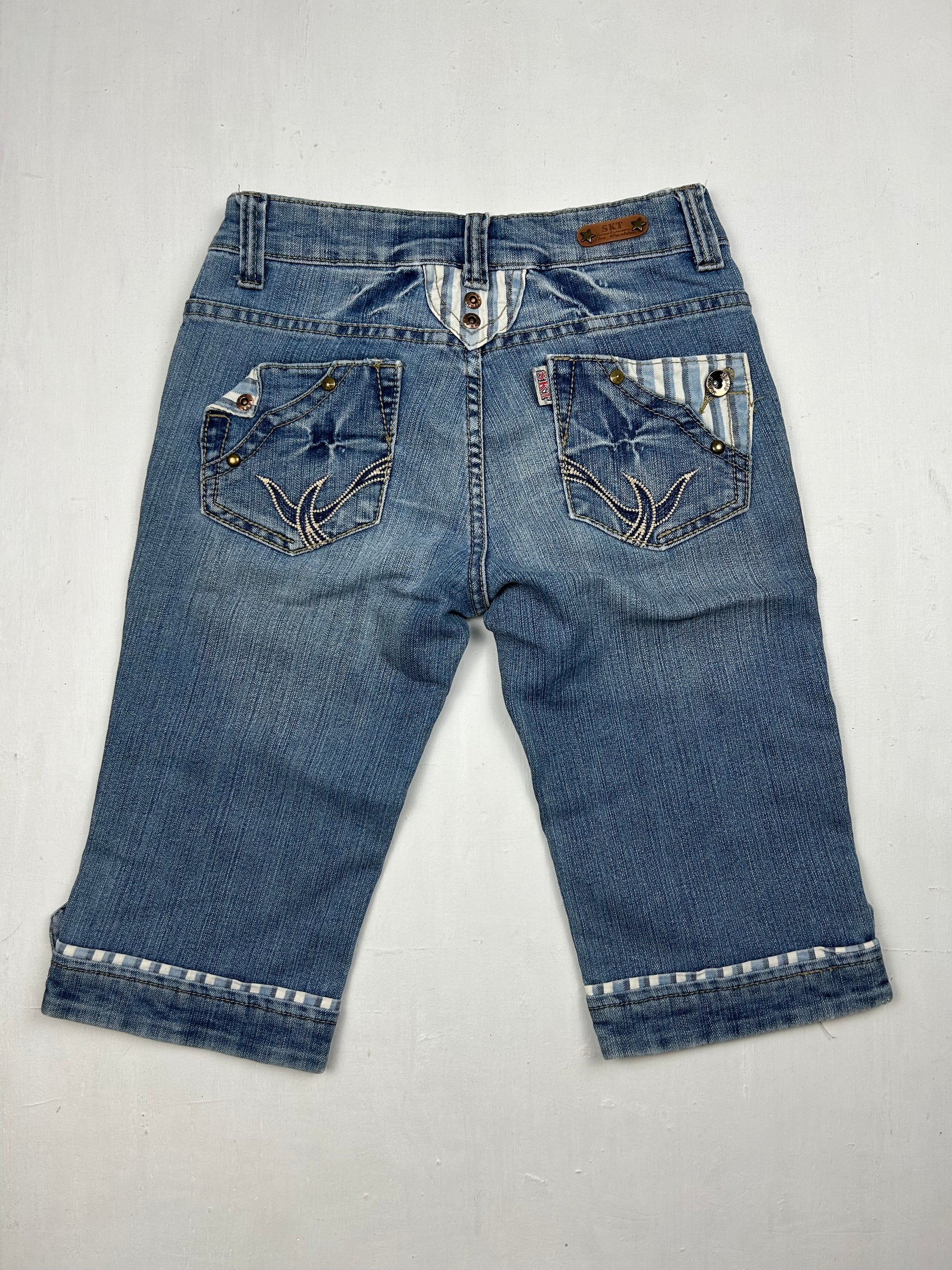 Blue denim low rise mid short (XS)
