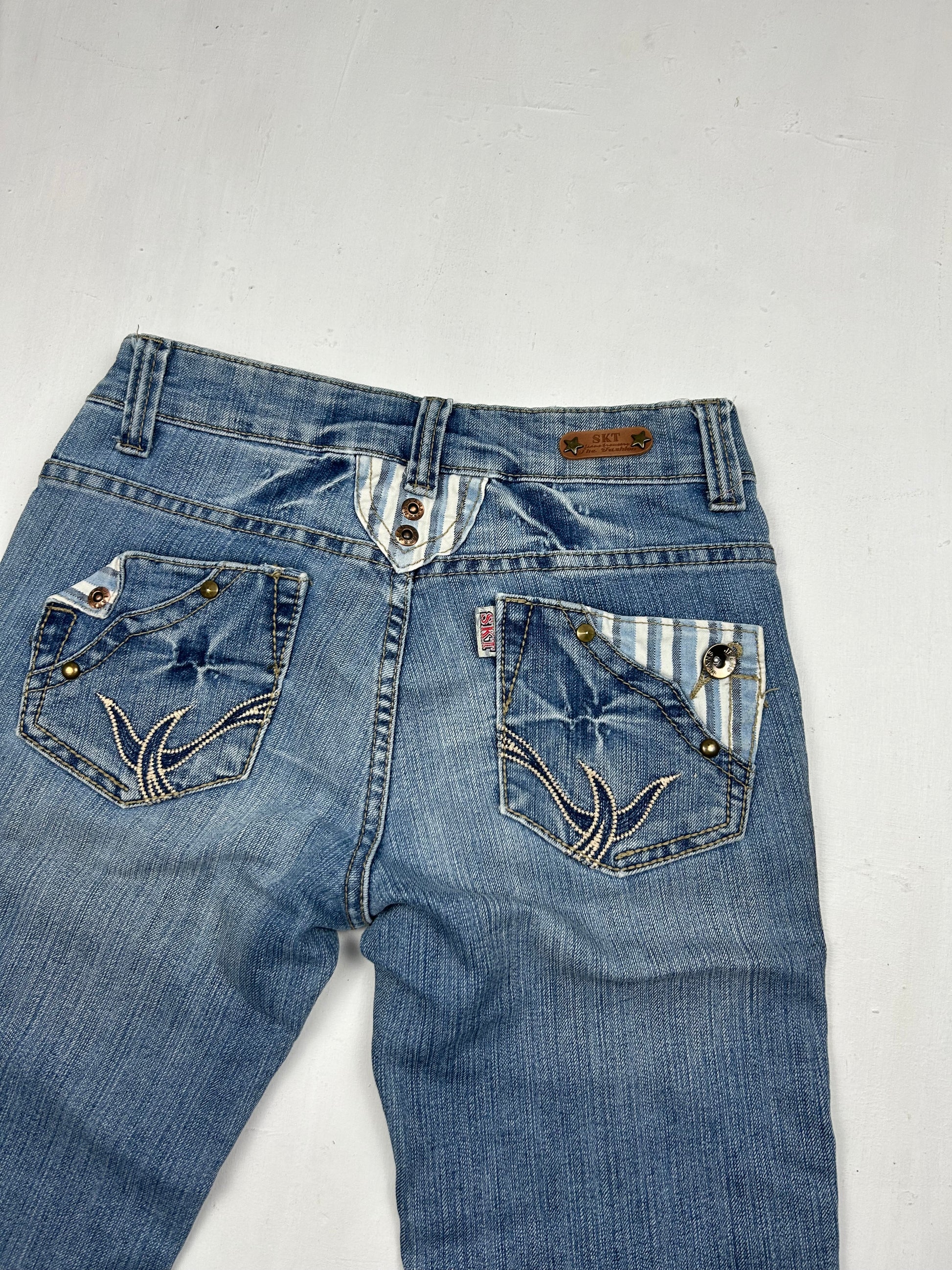 Blue denim low rise mid short (XS)