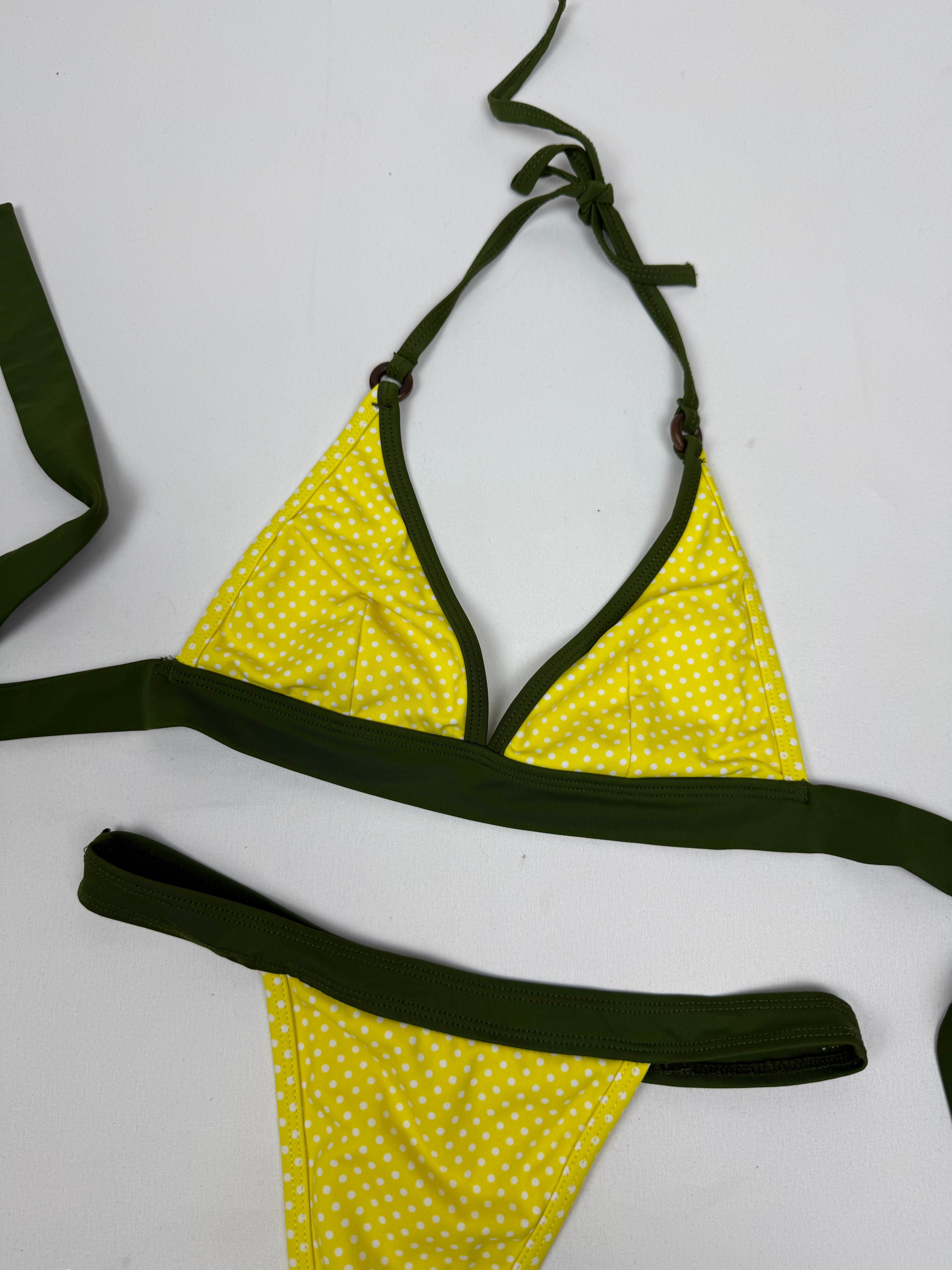 Yellow polka dots thong bikini set (XS/S)