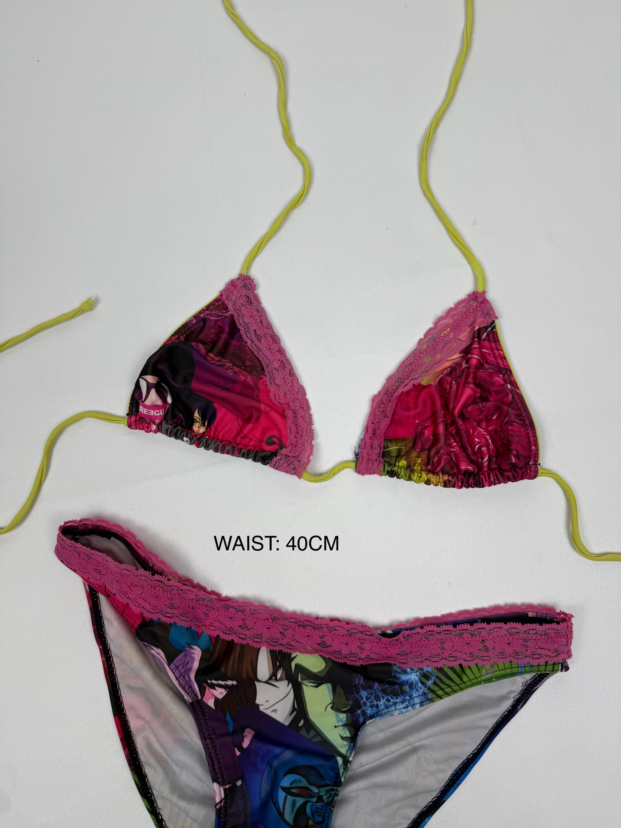 Multicolor lace detail bikini set (M)