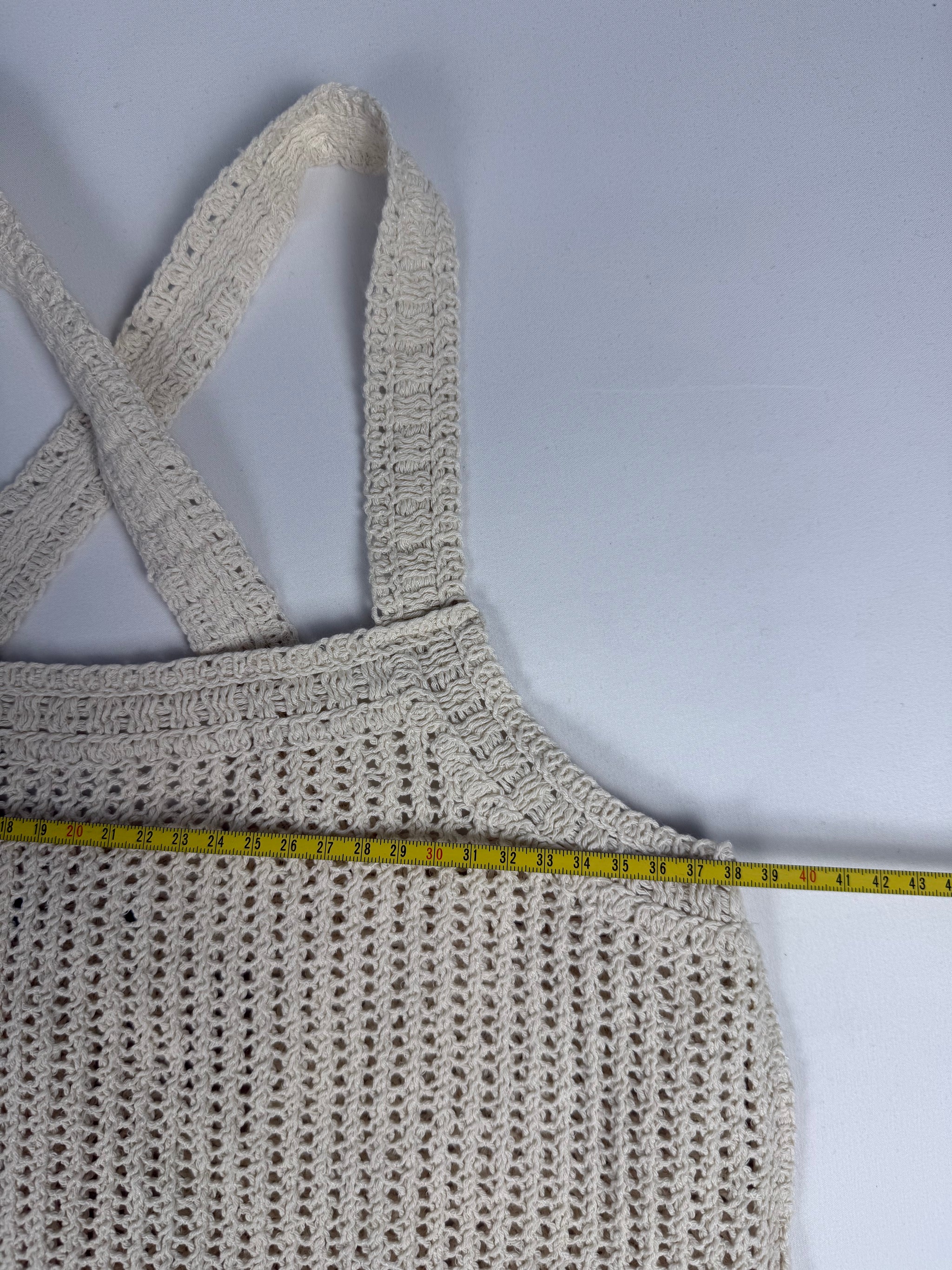 Cream knitted crochet top (S)