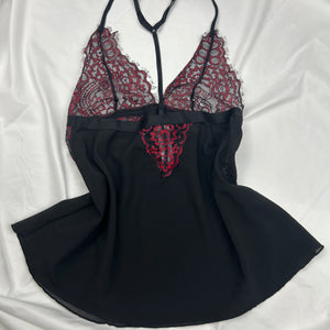 Black lace babydoll top + short set (S/M)