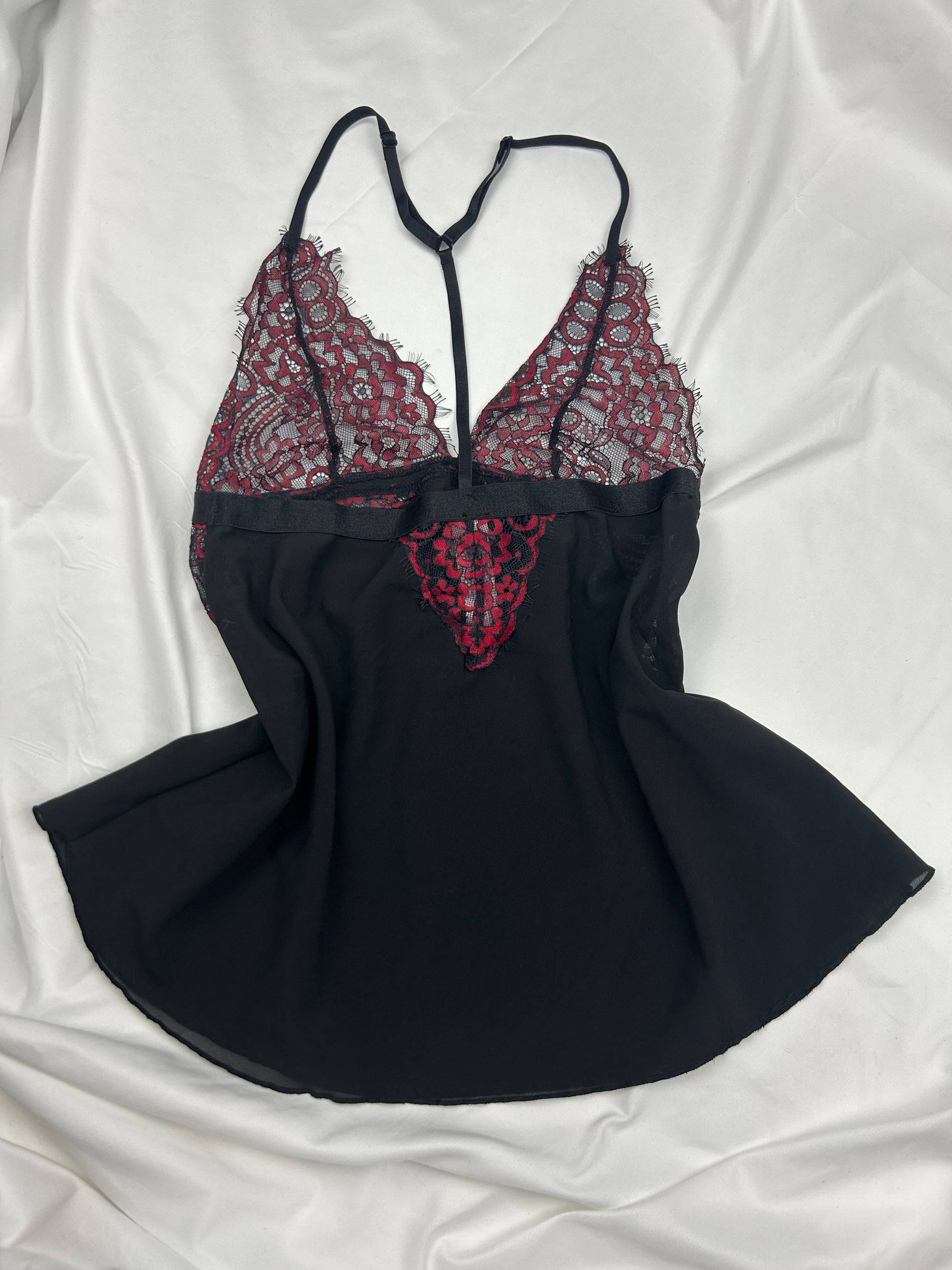 Black lace babydoll top + short set (S/M)