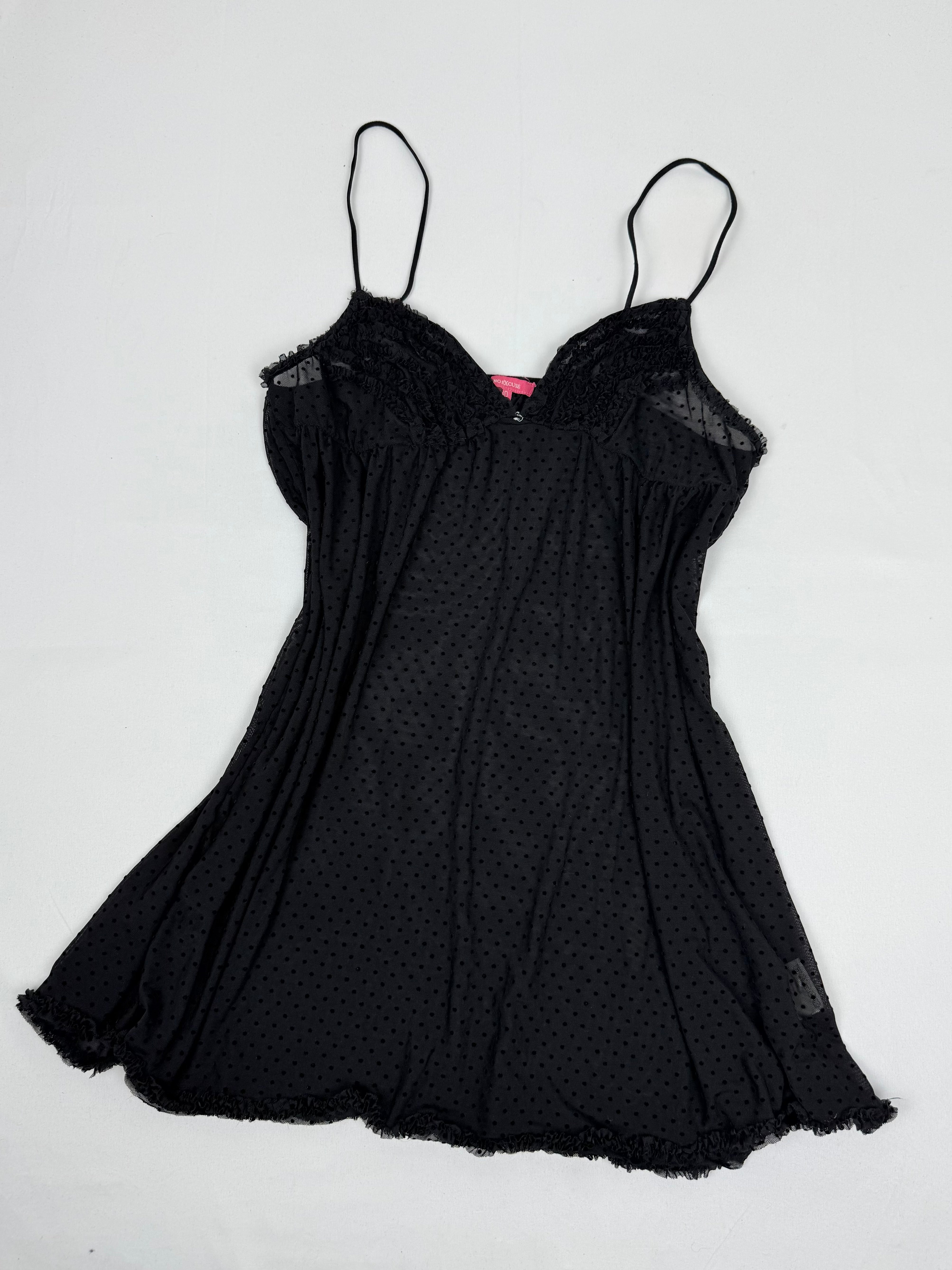 Black mesh tight fit babydoll mini dress/ top (L)
