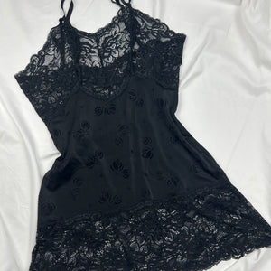 Black lace babydoll mini dress (M/L)