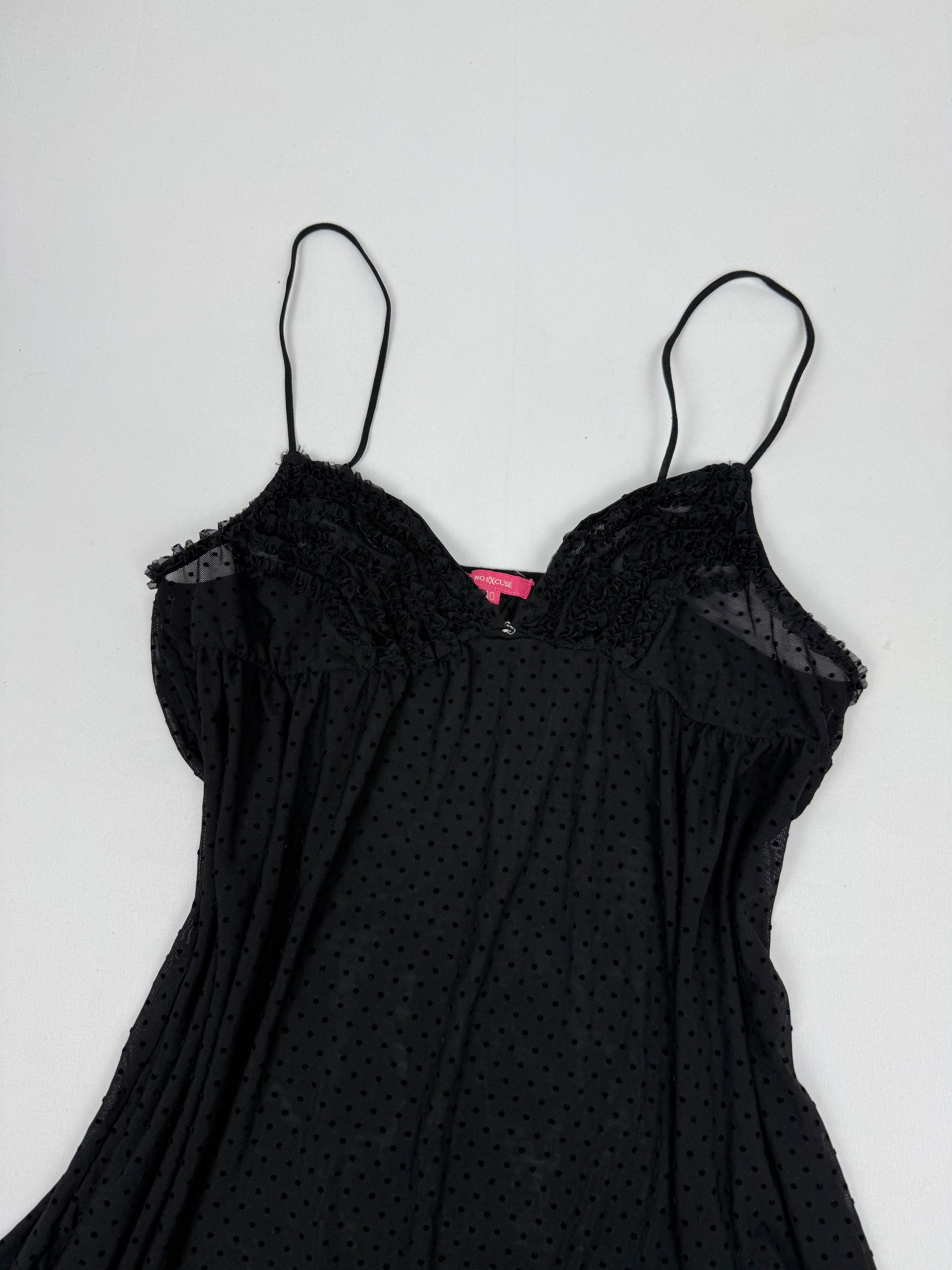 Black mesh tight fit babydoll mini dress/ top (L)