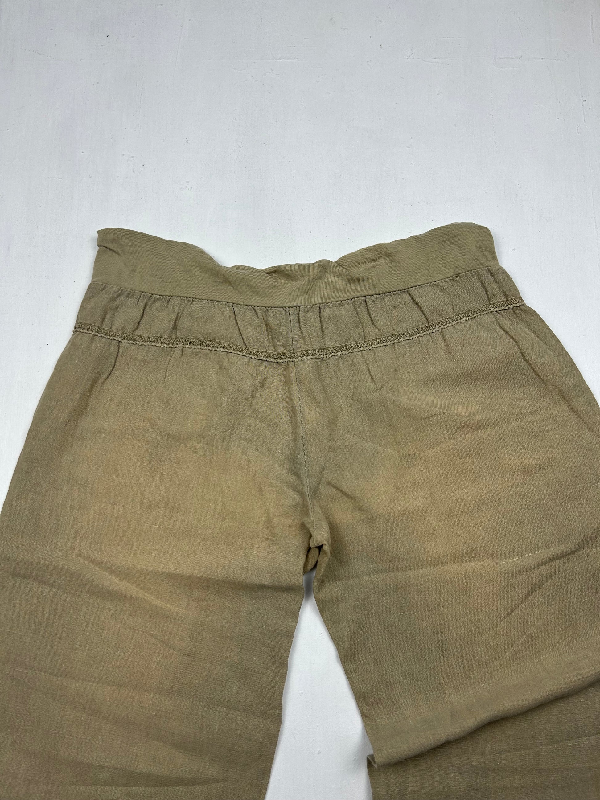 Khaki linen low rise baggy pants (M/L)