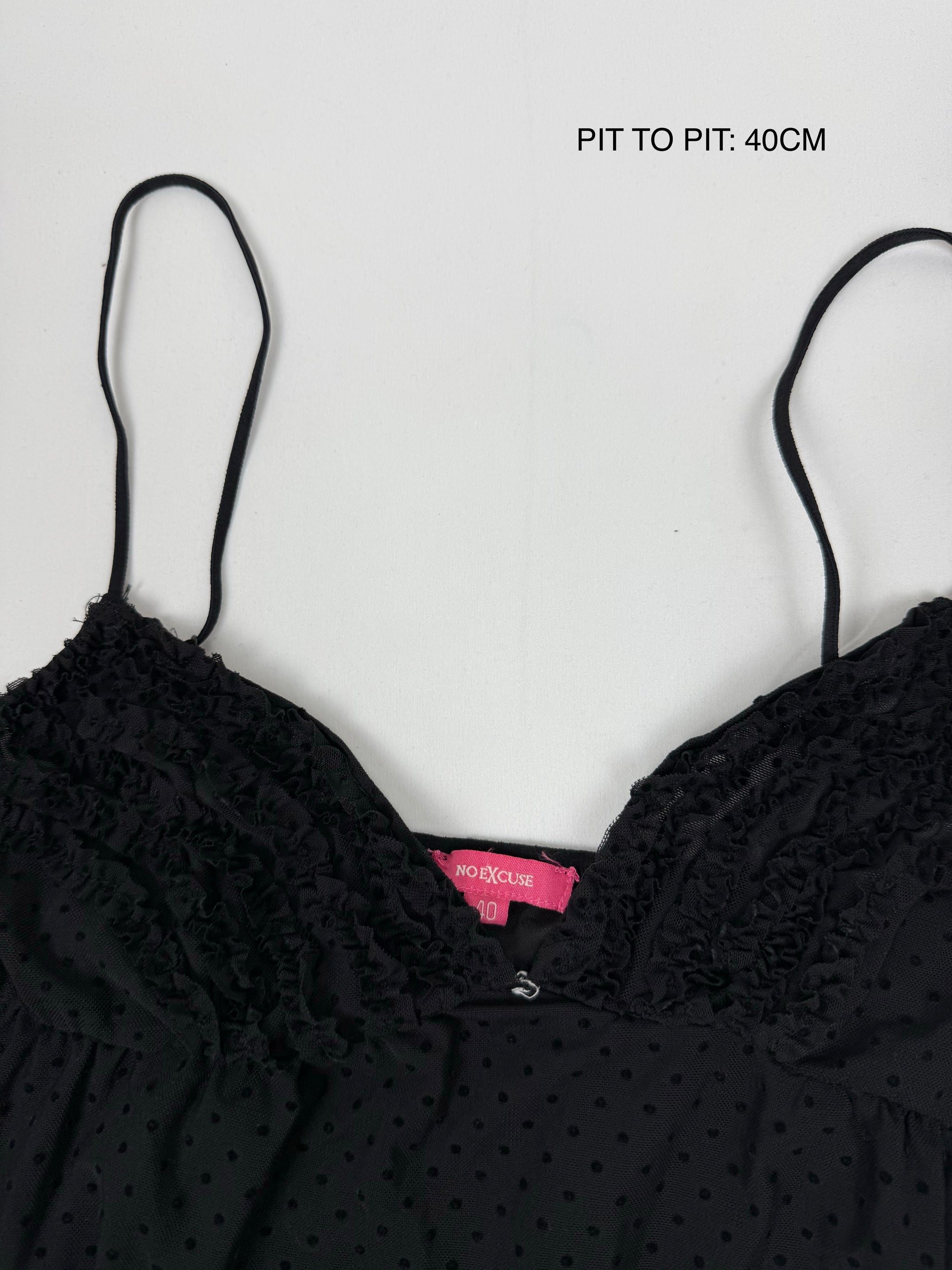 Black mesh tight fit babydoll mini dress/ top (L)