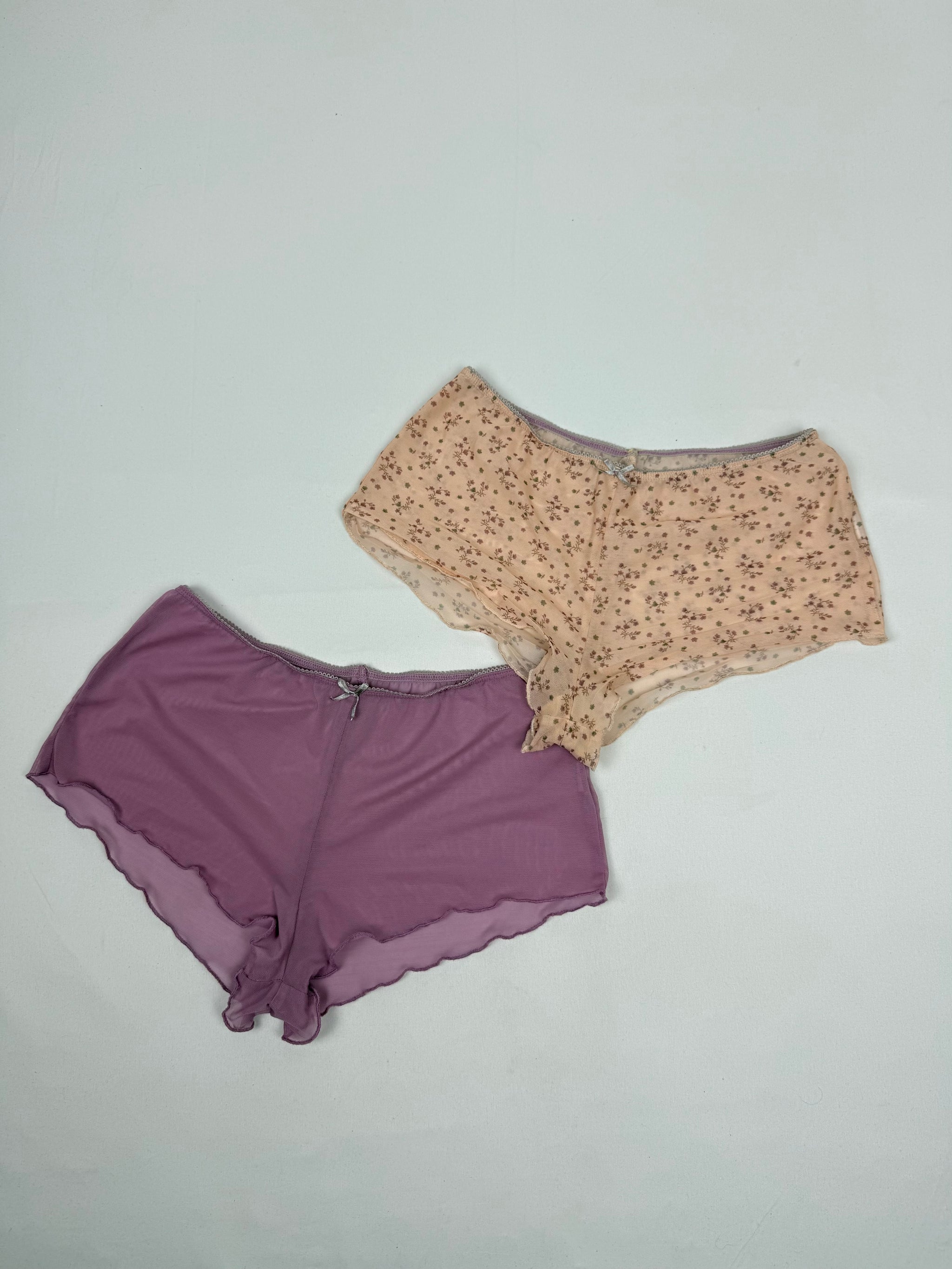 Set of 2 mesh see trough low rise mini short (S/M)