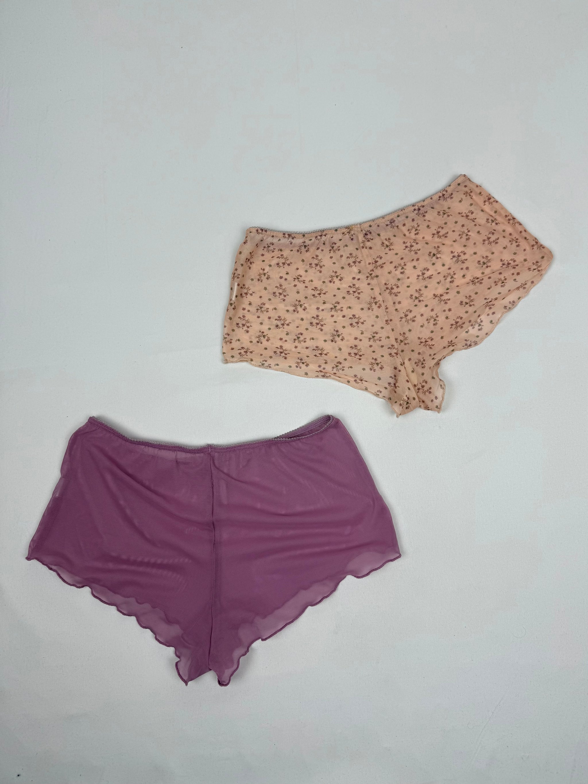 Set of 2 mesh see trough low rise mini short (S/M)
