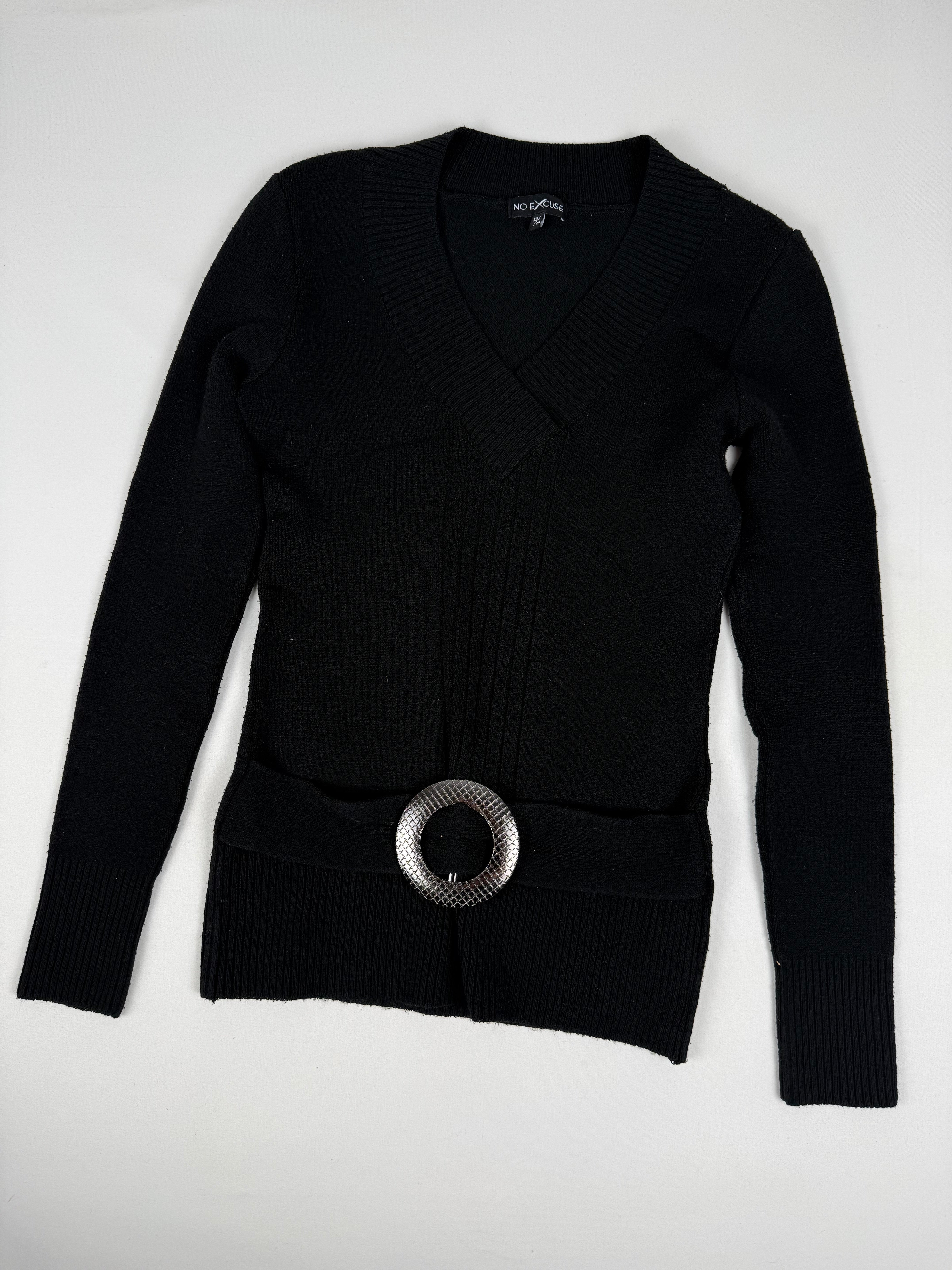 Black buckle belt knitted jumper (L)
