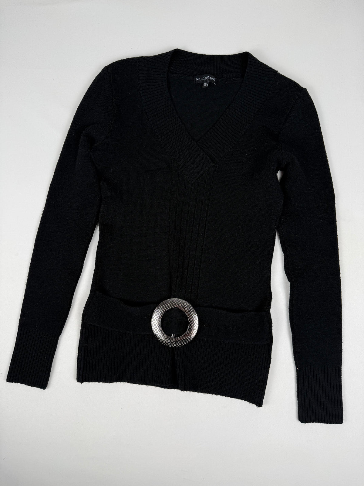 Black buckle belt knitted jumper (L)