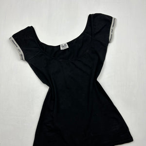 Black cotton bardot logo stretchy tee (XS)