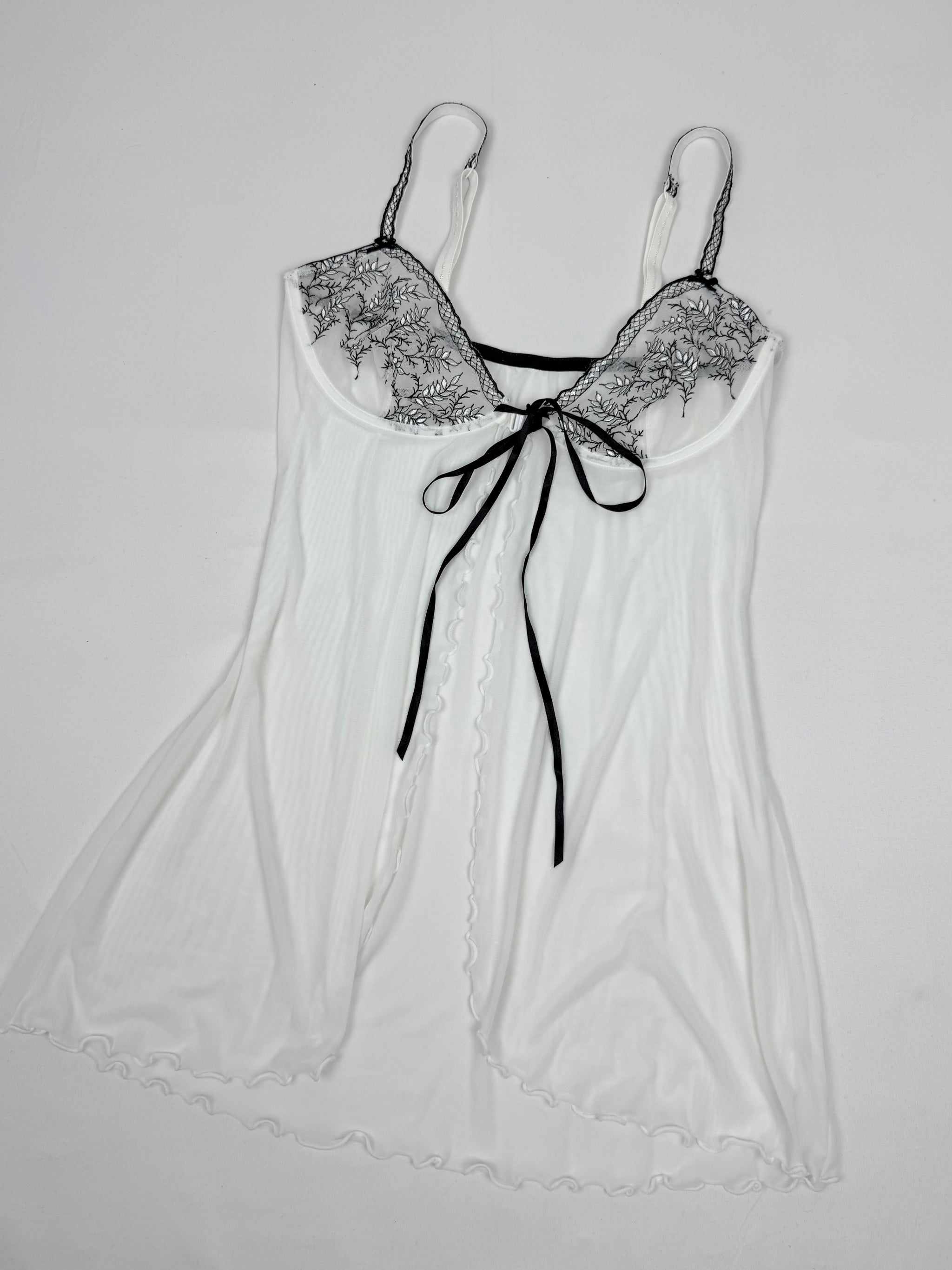 White mesh tight fit babydoll mini dress/ top (L)