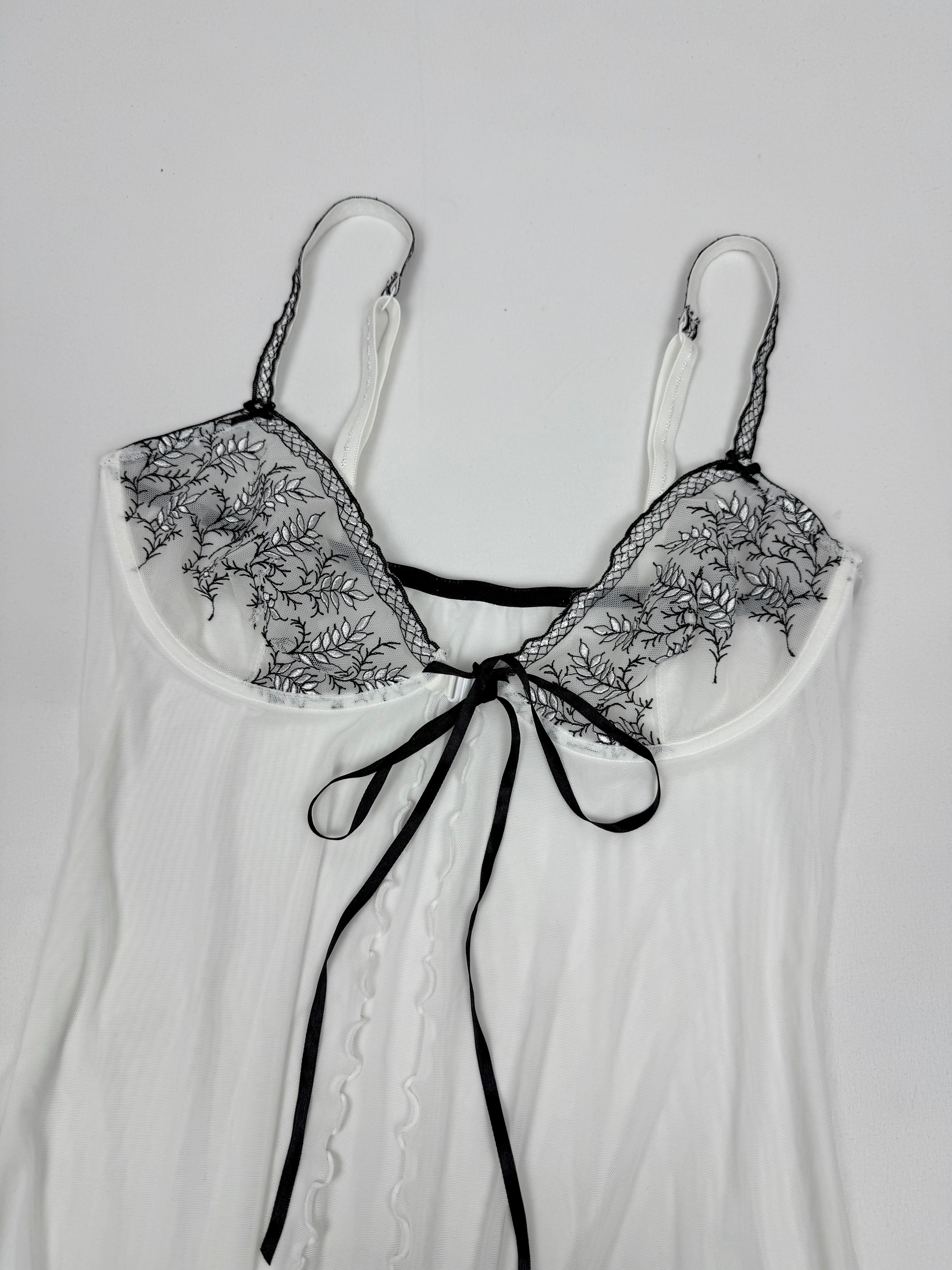 White mesh tight fit babydoll mini dress/ top (L)