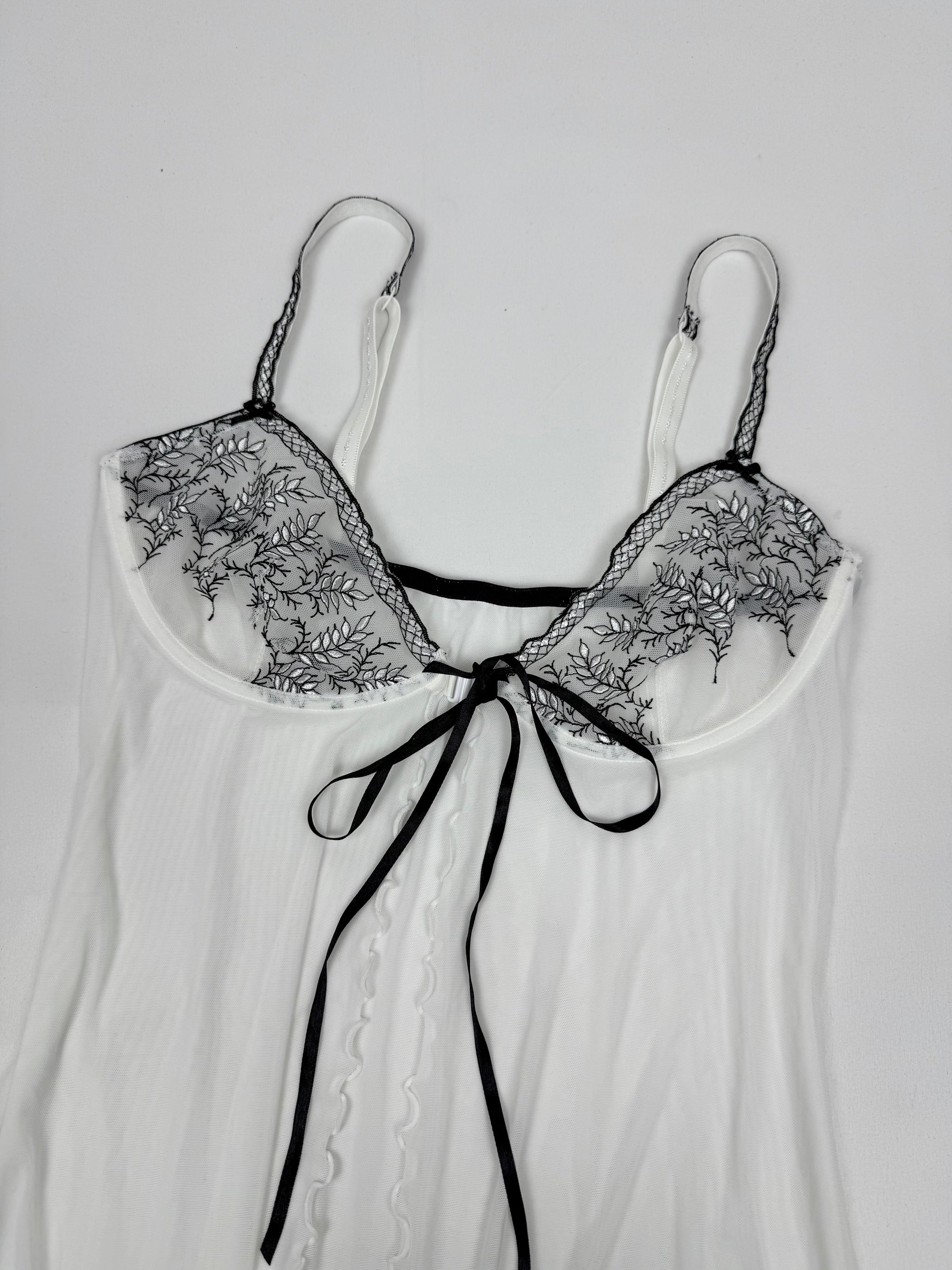 White mesh tight fit babydoll mini dress/ top (L)