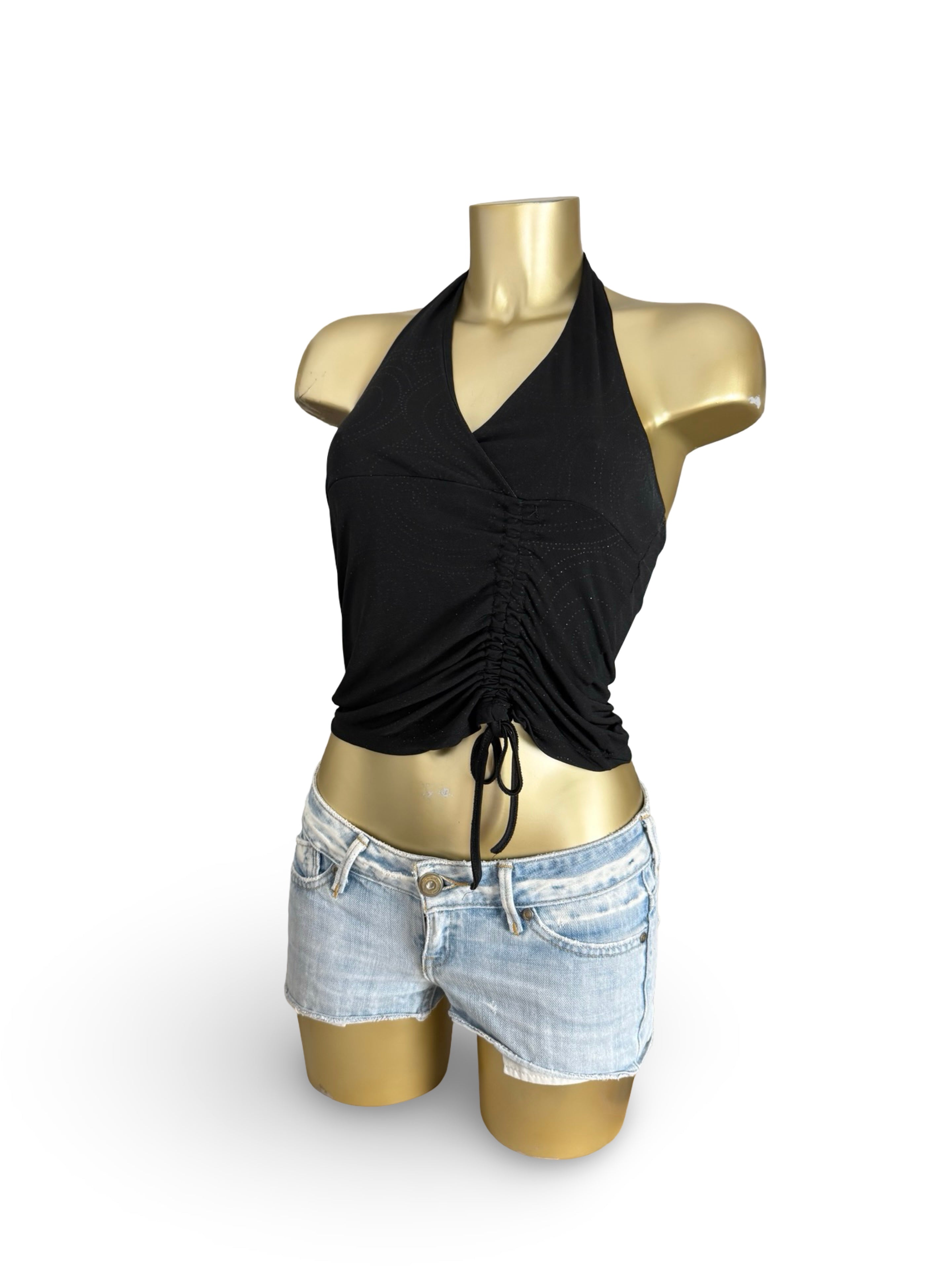 Black ruched halter top (M)