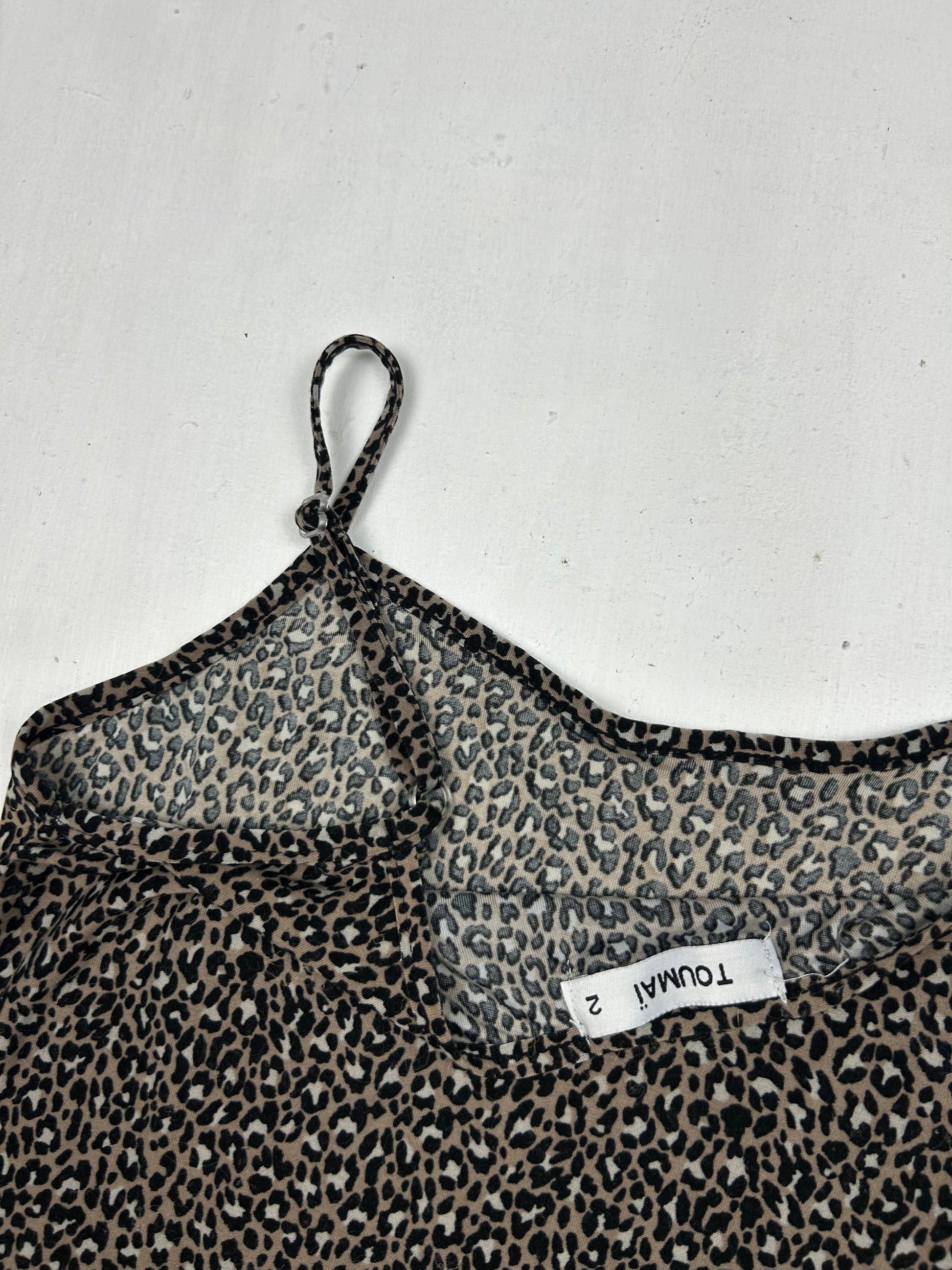 Beige panther cotton cami top (S/M)