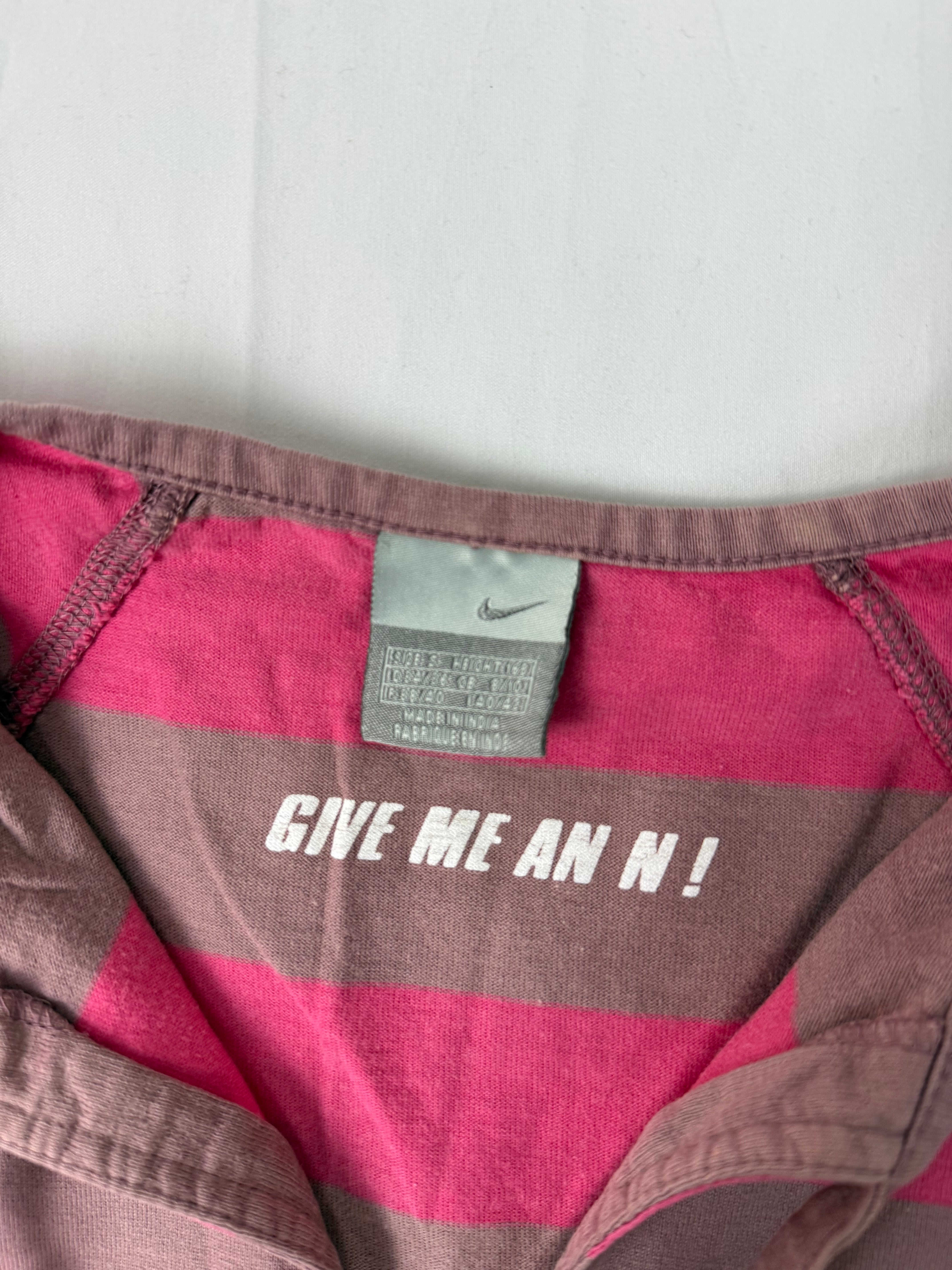 Pink striped activewear cotton tee (S)