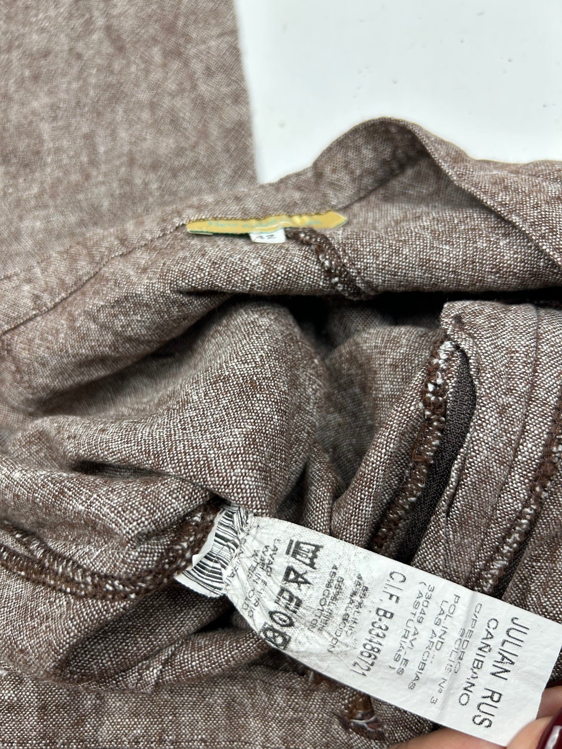 Brown linen low rise baggy pants (M/L)