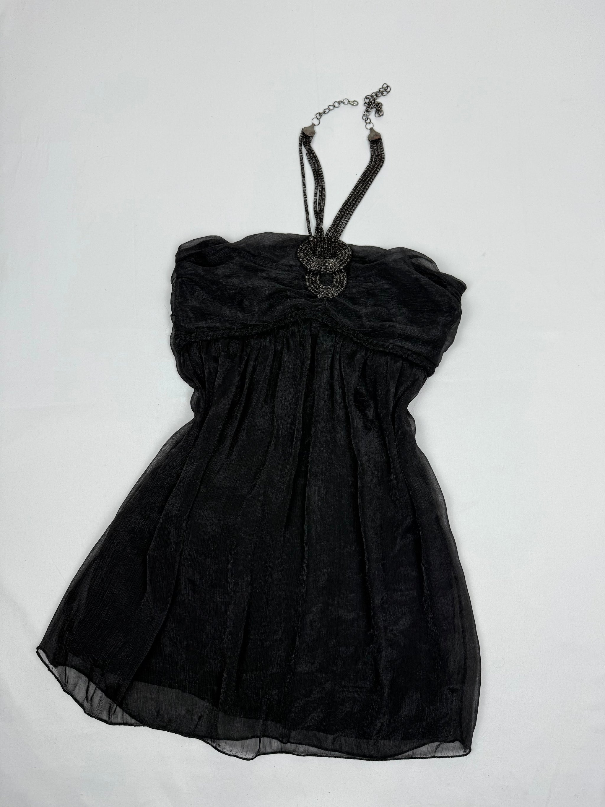 Black mesh lined necklace top (S/M)