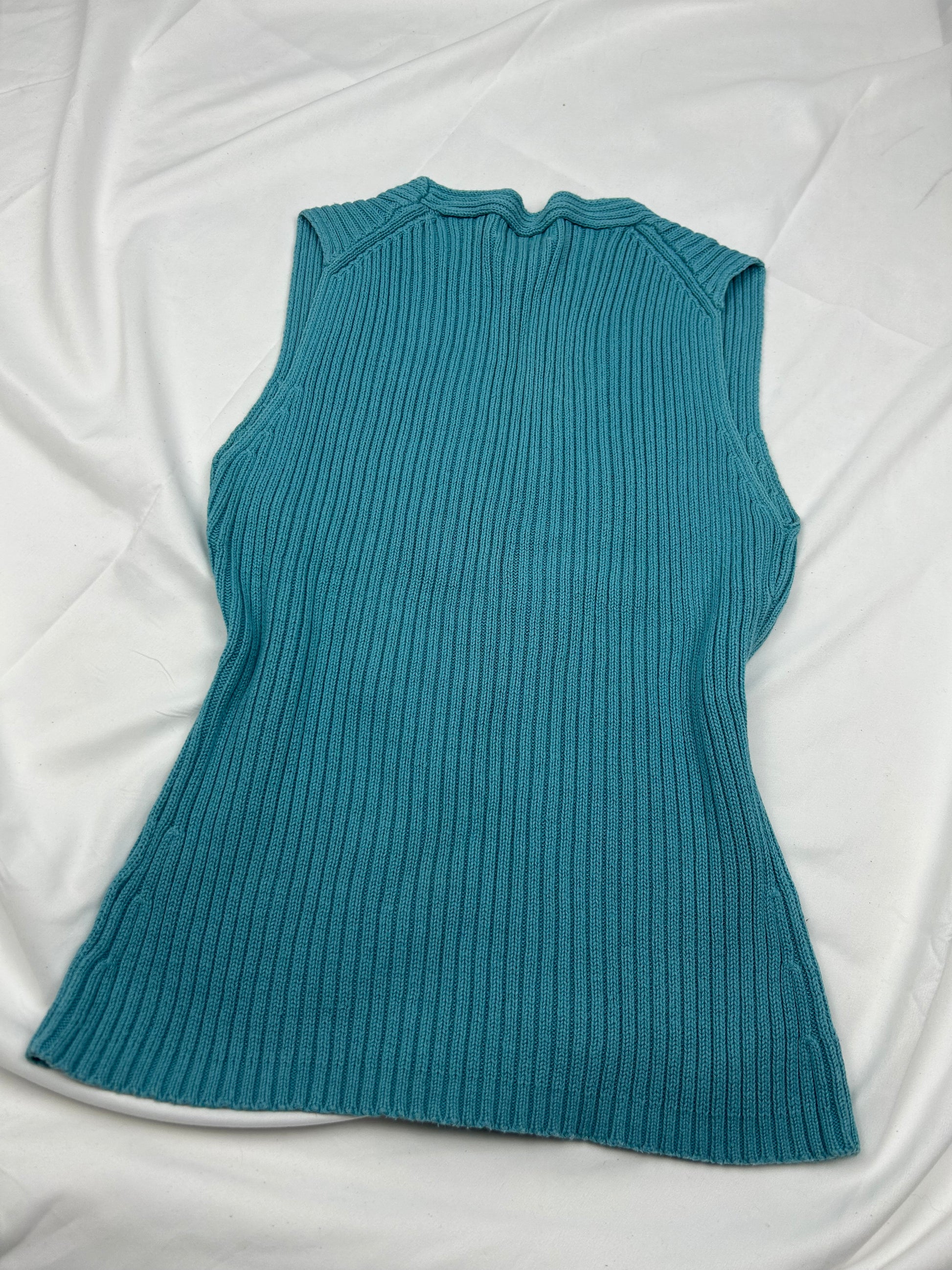 Blue knitted tank  top (S)