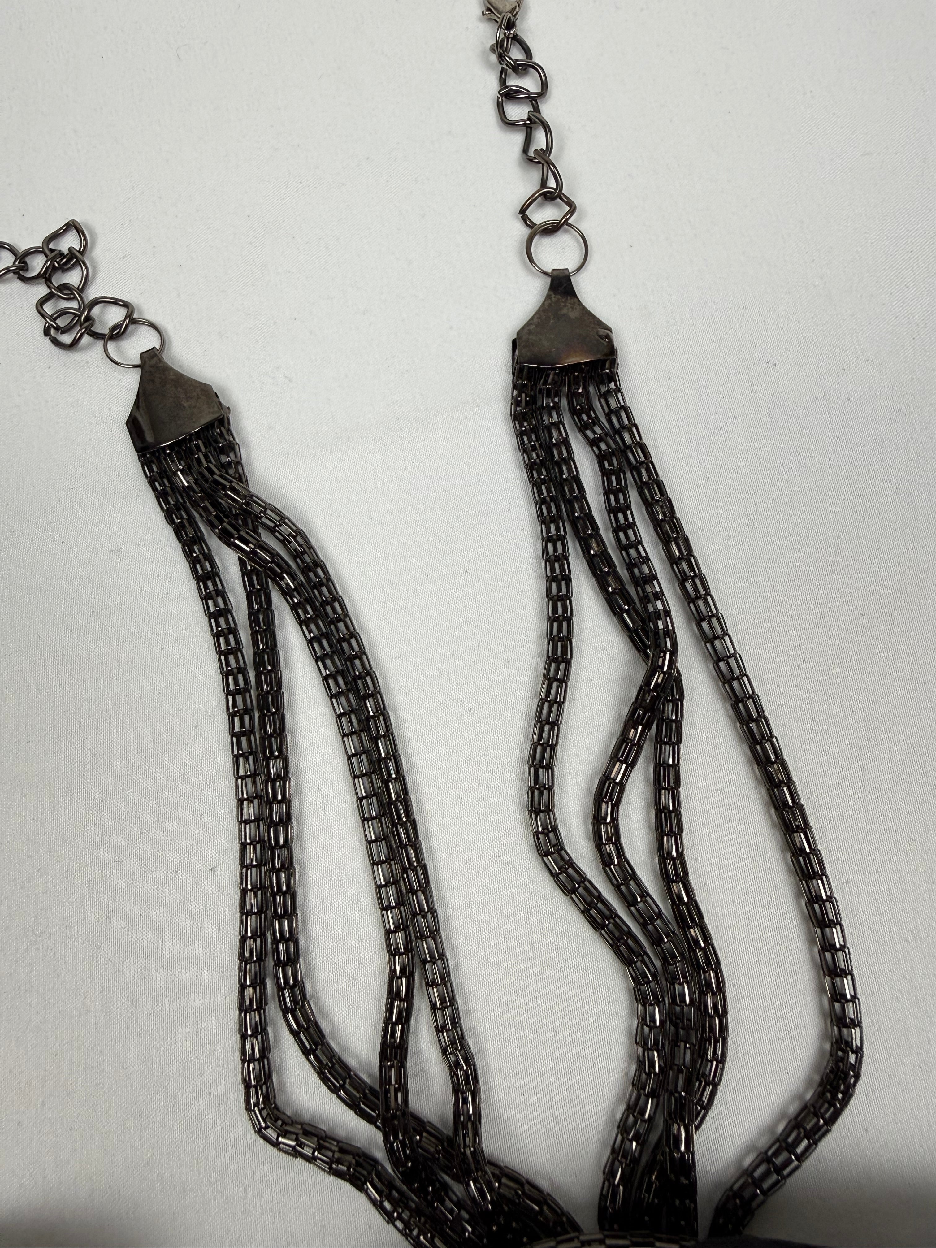 Black mesh lined necklace top (S/M)